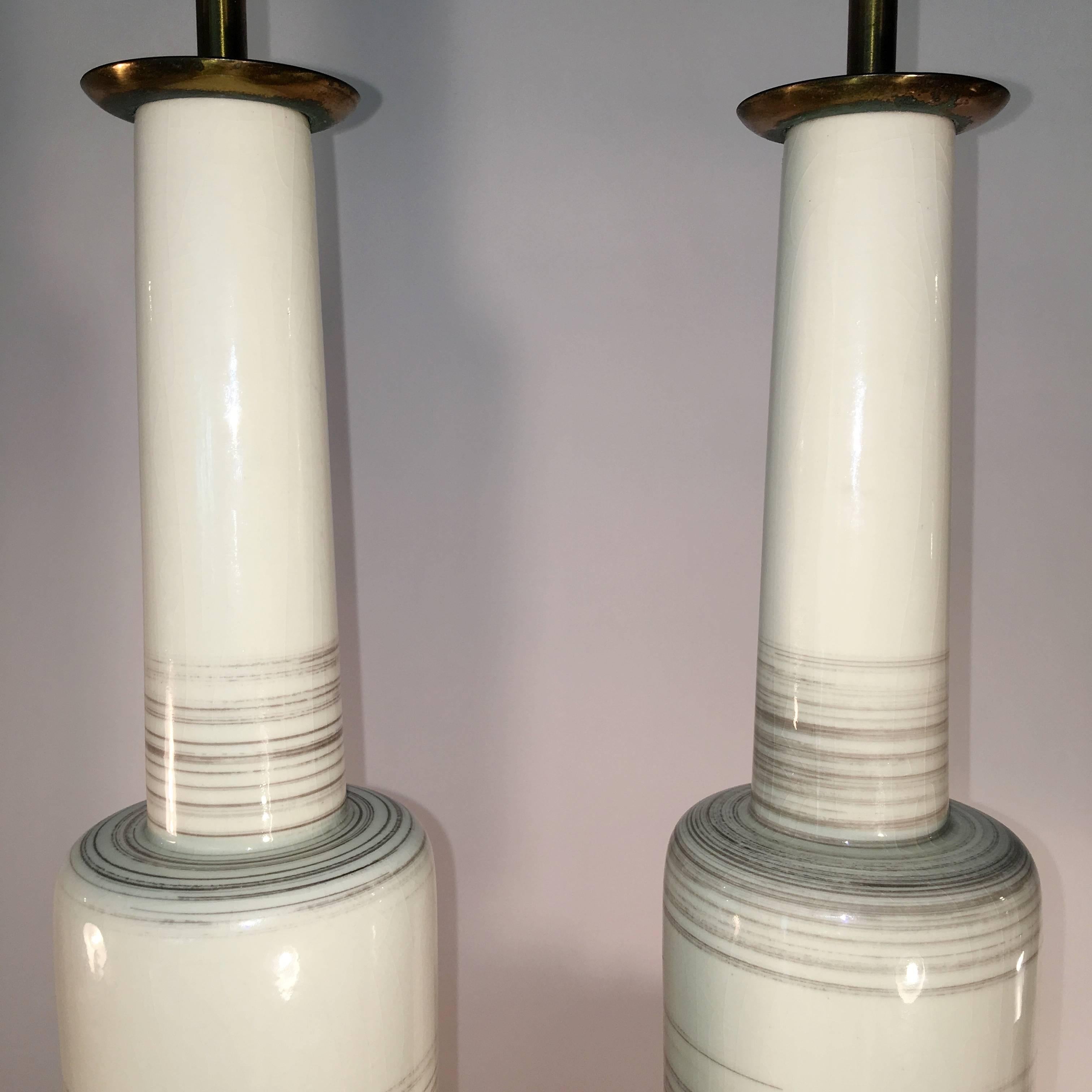 Pair of Stiffel Lamps in Glazed Ceramic Bottle Form For Sale 9