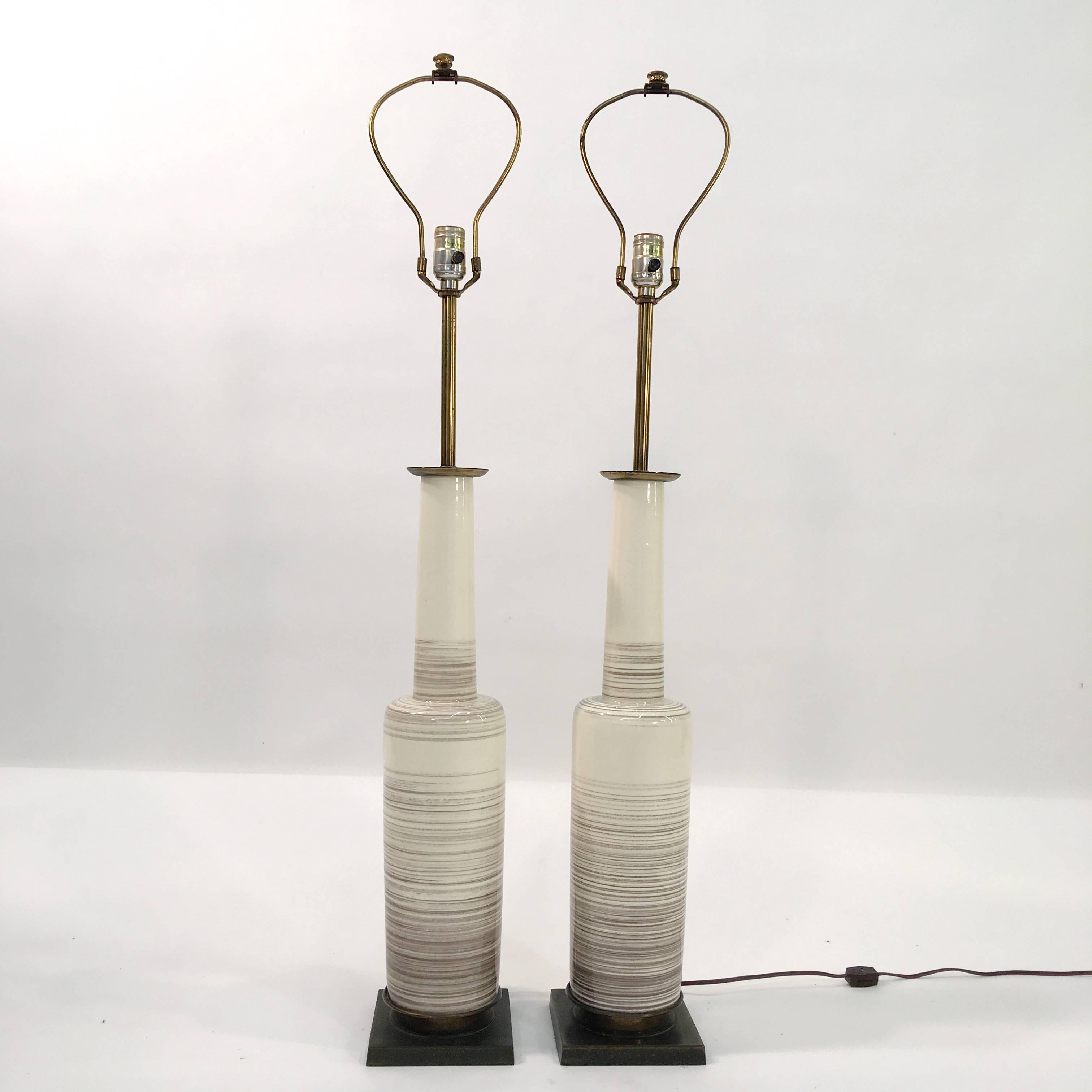 Pair of Stiffel Lamps in Glazed Ceramic Bottle Form For Sale 11