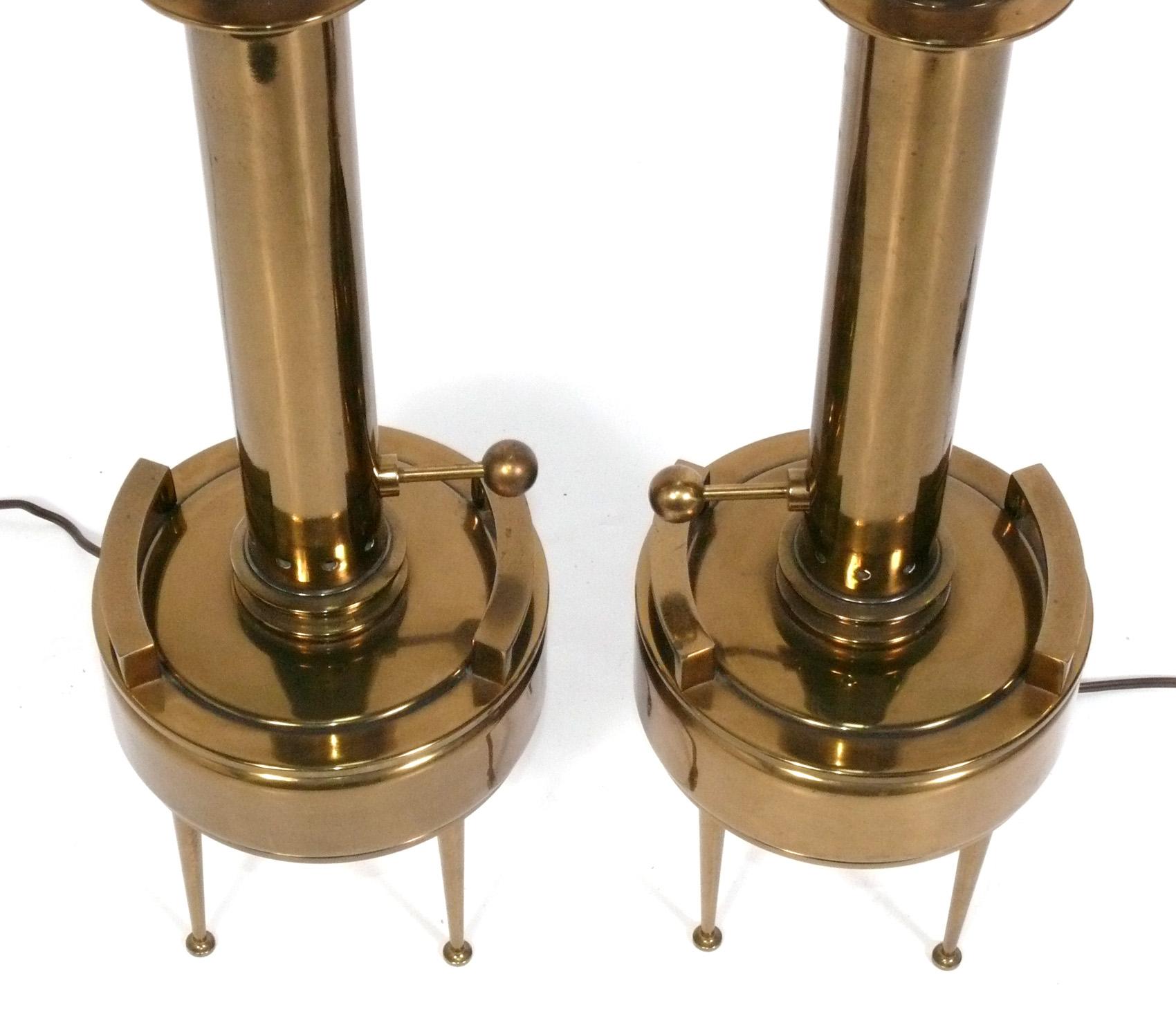 Mid-Century Modern Pair of Stiffel Mid Century Modern Brass Lamps  For Sale