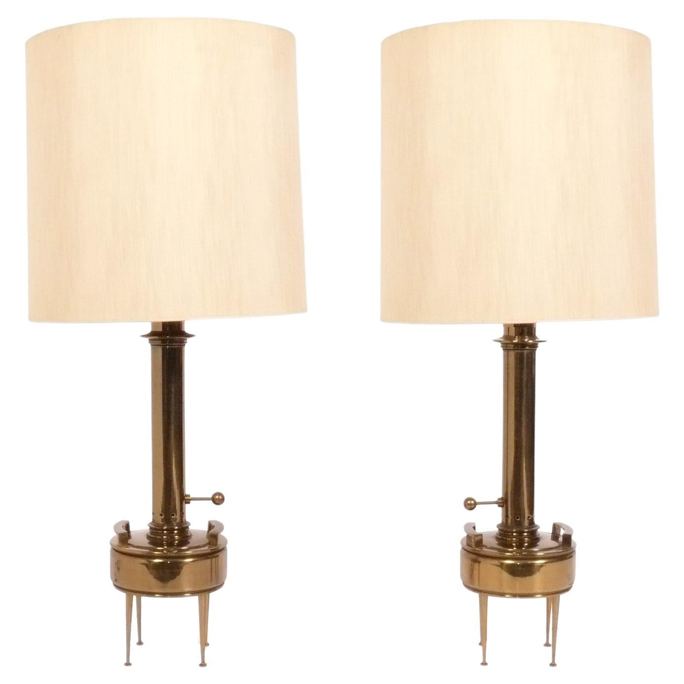 Paire de lampes en laiton Stiffel Mid Century Modern 