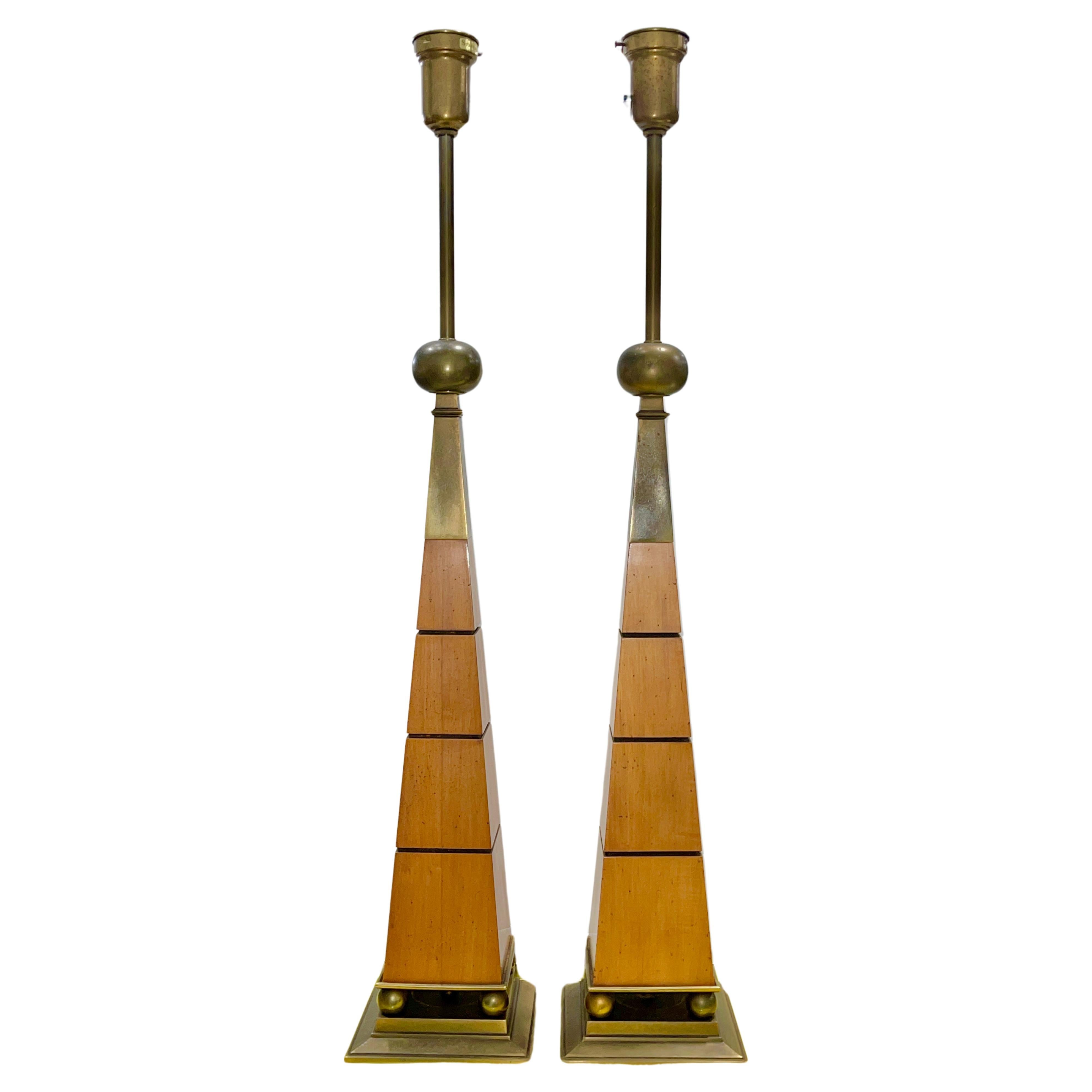 Pair of Stiffel Obelisk Lamps after Tommi Parzinger For Sale