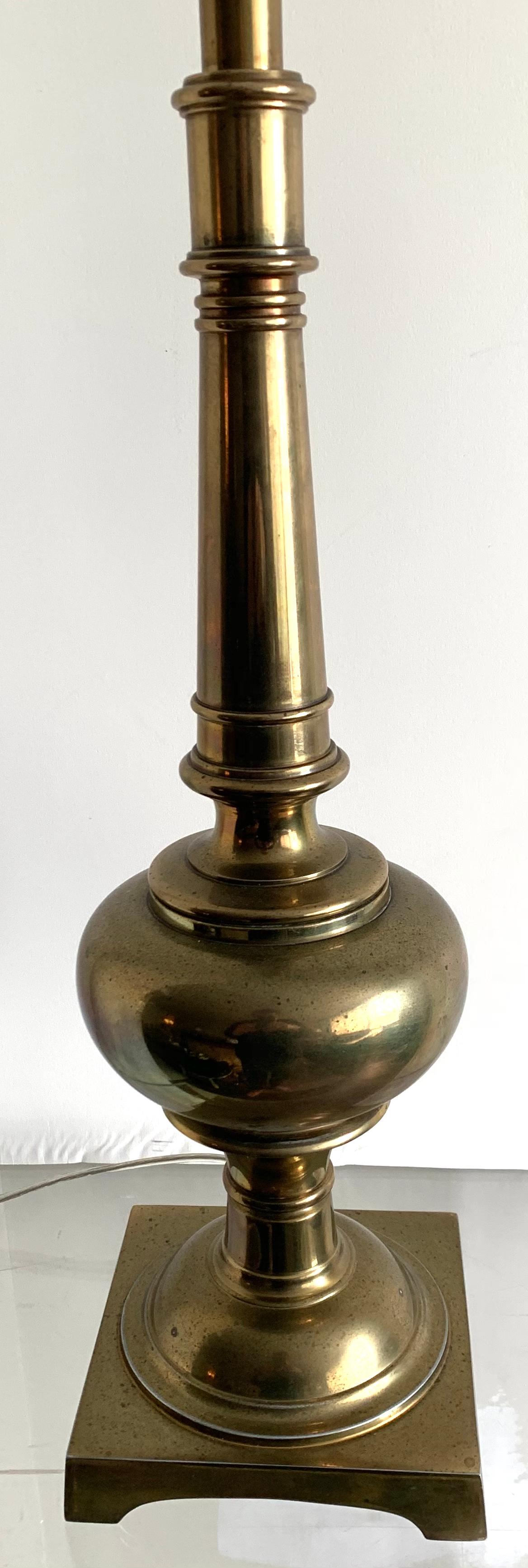 Late 20th Century Pair of Stiffel Solid Brass Table Lamps