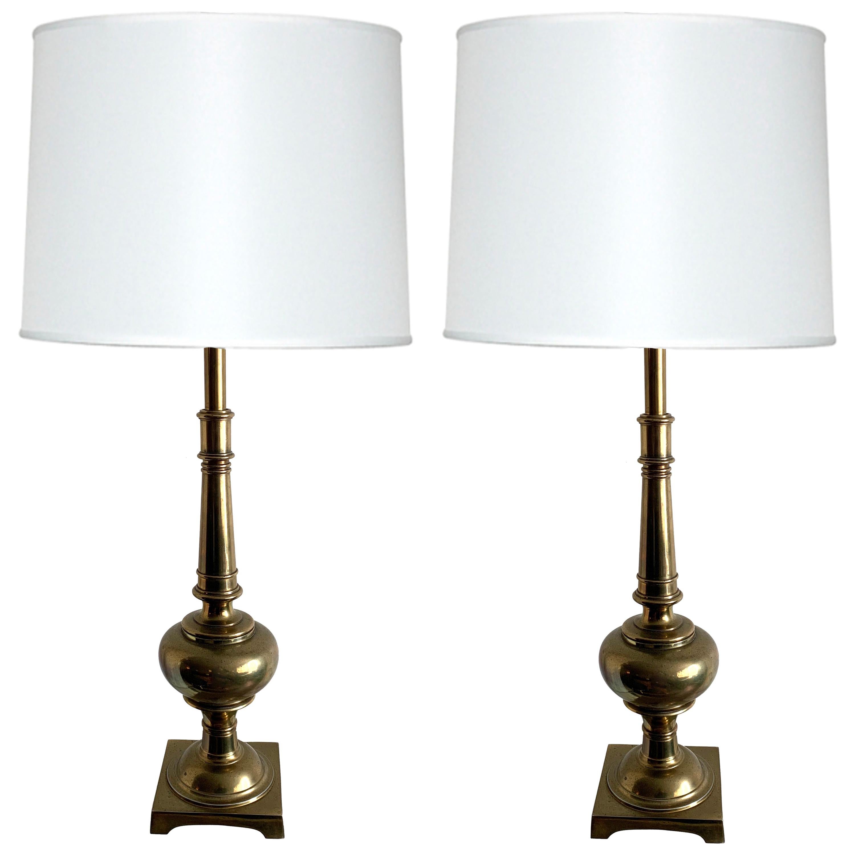 Pair of Stiffel Solid Brass Table Lamps