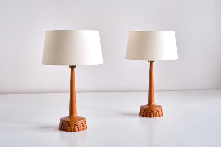Scandinavian Modern Pair of Stilarmatur Tranås Table Lamps in Teak, Sweden, 1960s For Sale