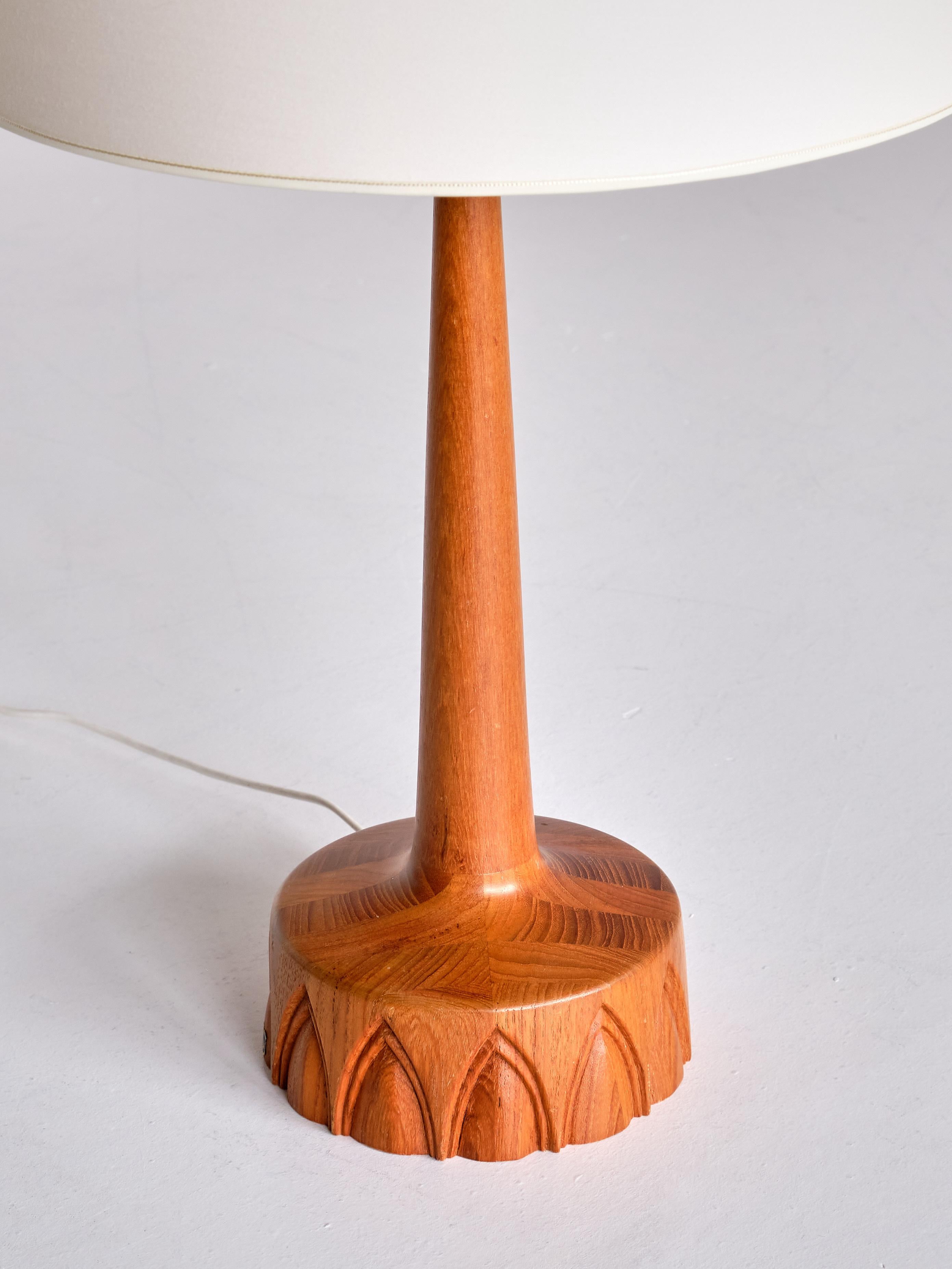 Milieu du XXe siècle Paire de lampes de table Stilarmatur Tranås en teck, Suède, années 1960 en vente
