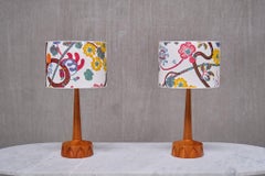Pair of Stilarmatur Tranås Table Lamps with Josef Frank Shades, Sweden, 1960s