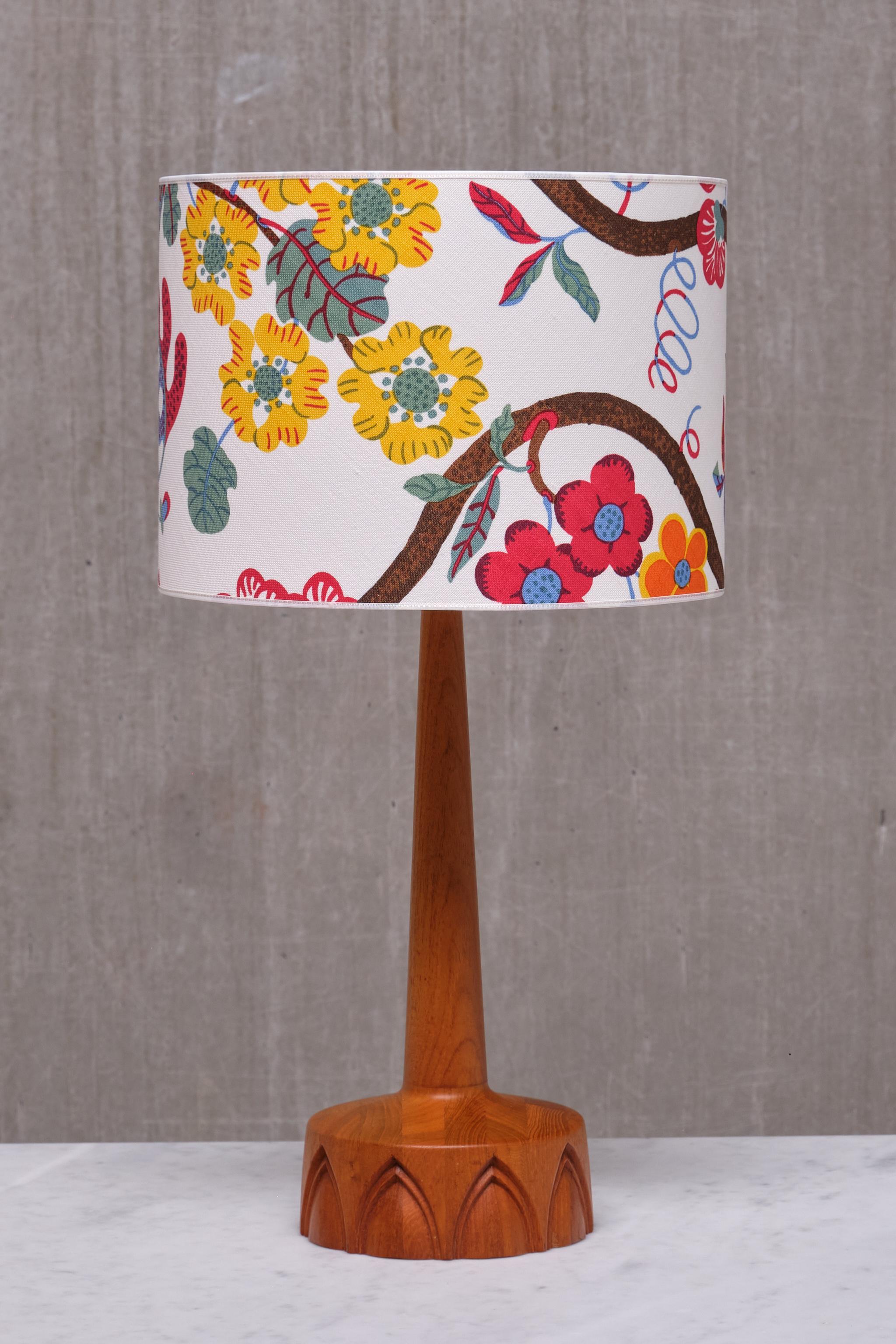 Scandinavian Modern Pair of Stilarmatur Tranås Table Lamps with Josef Frank Shades, Sweden, 1960s For Sale