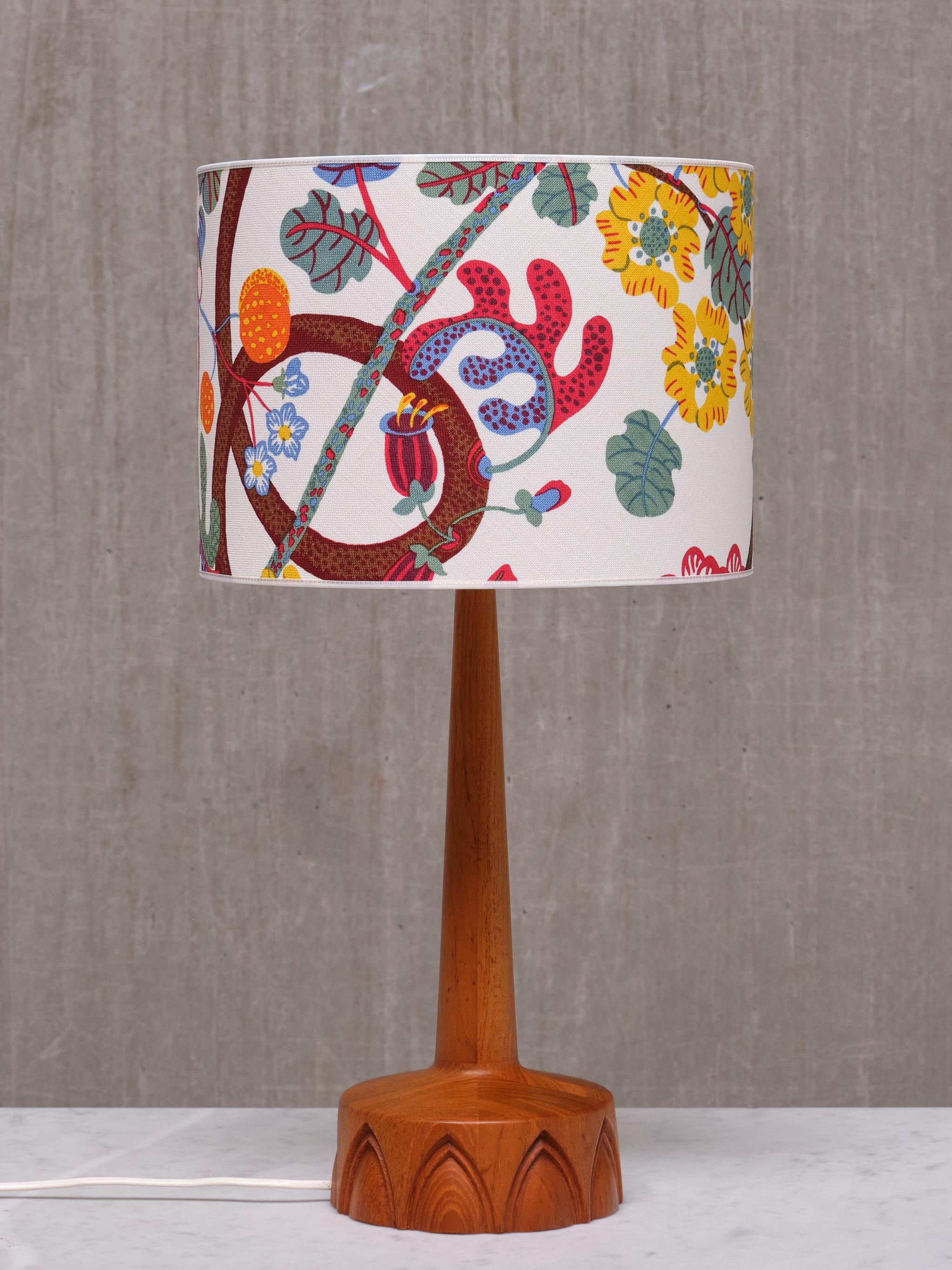 Pair of Stilarmatur Tranås Table Lamps with Josef Frank Shades, Sweden, 1960s In Good Condition For Sale In The Hague, NL