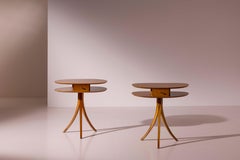 Pareja de mesas auxiliares Stildomus de madera de cerezo, Italia, años 90