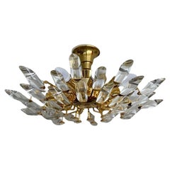 Pair of Stilkronen Chandeliers In Crystal And Golden Brass