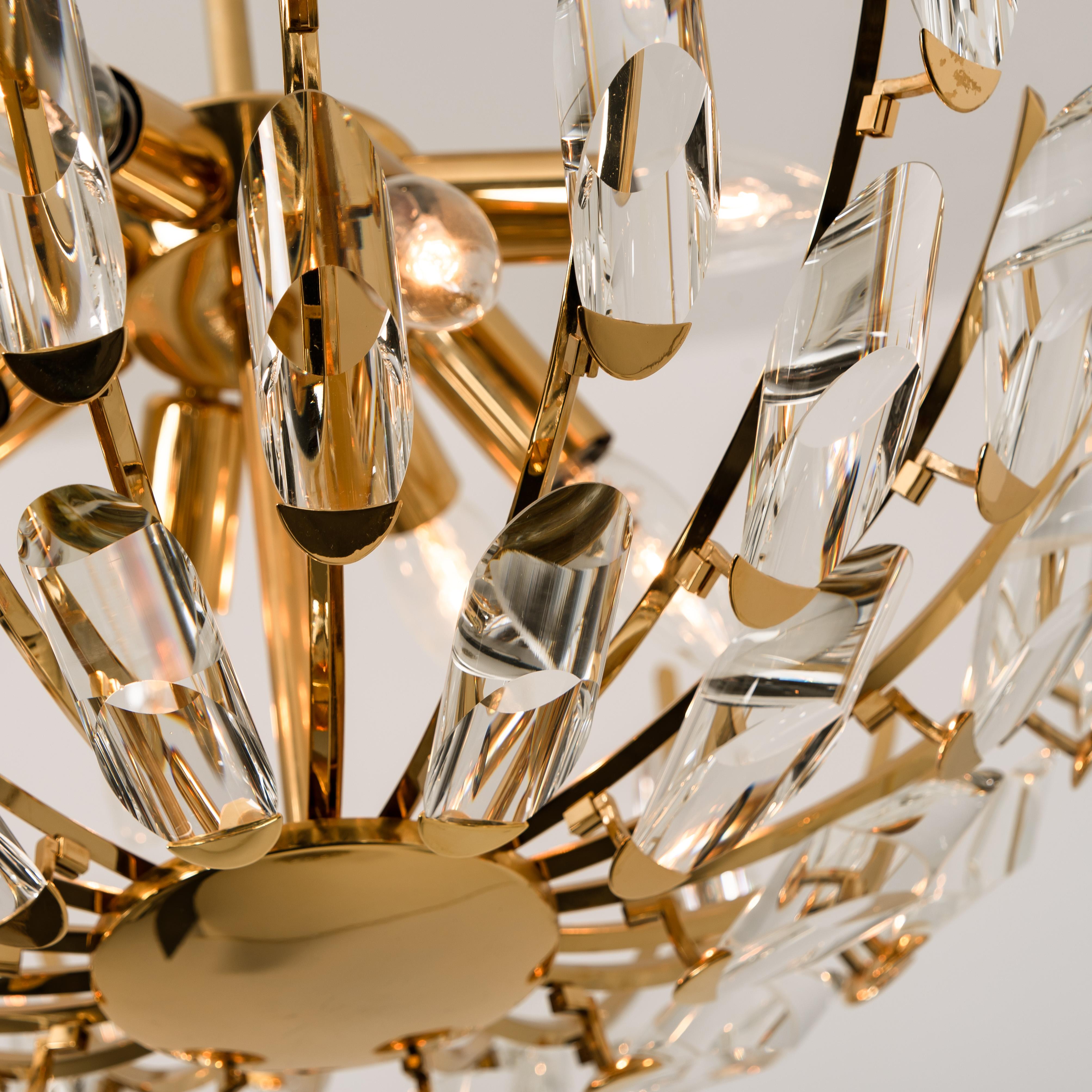 Pair of Stilkronen Crystal and Gilded Brass Italian Light Fixtures 11