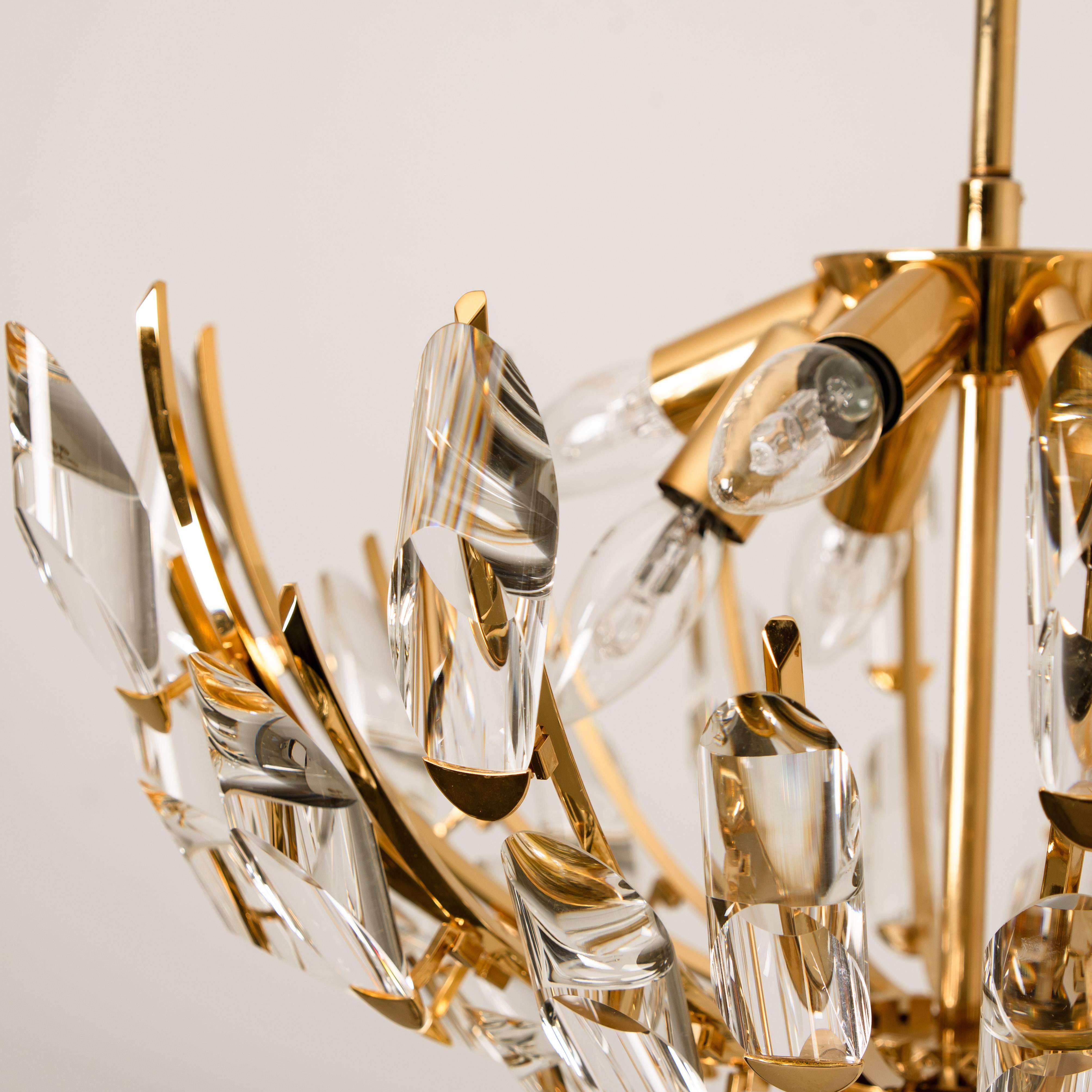 Pair of Stilkronen Crystal and Gilded Brass Italian Light Fixtures 13