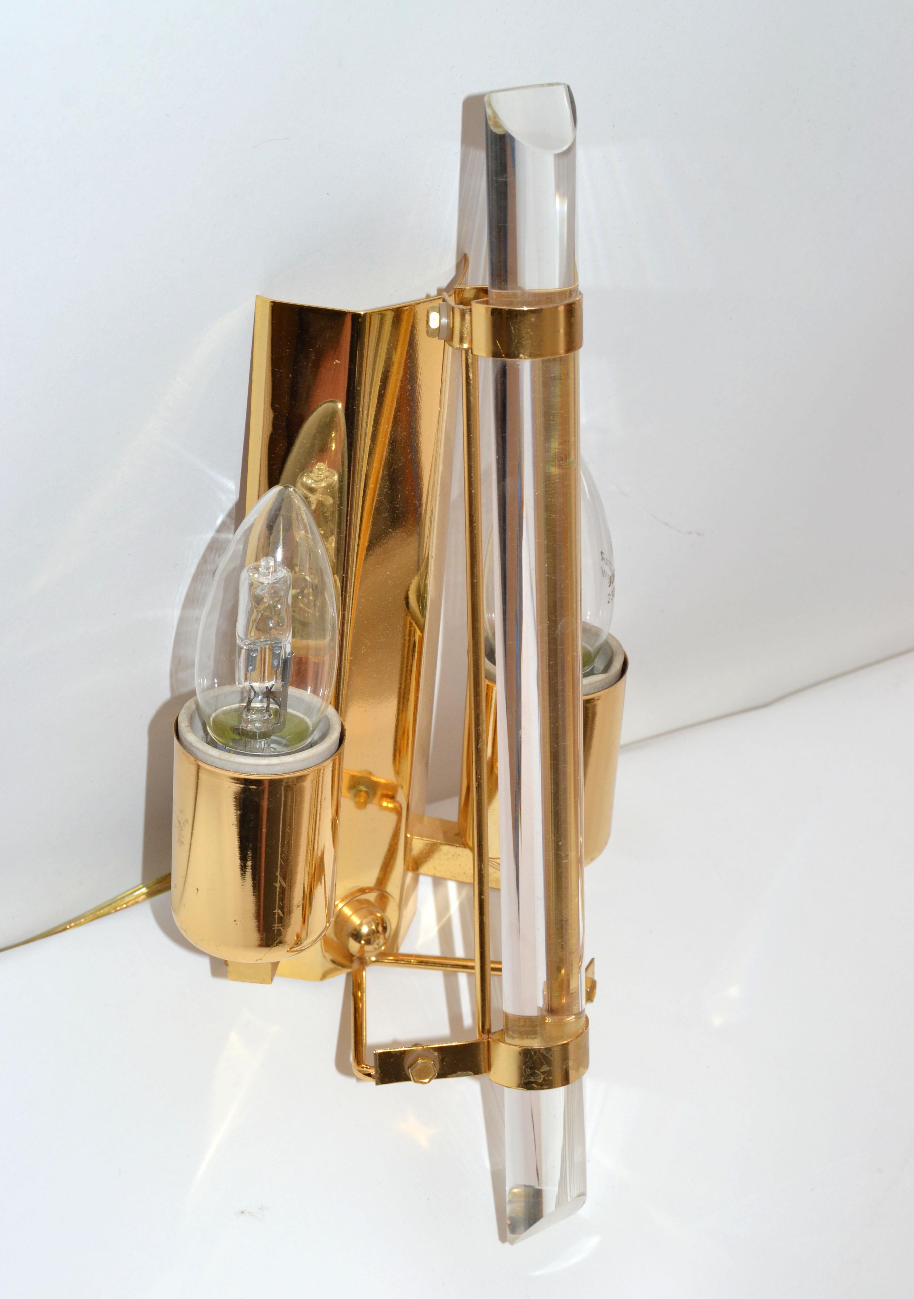 Coppia di Stilkronen Applique da parete in cristallo e lastra d'oro Metà secolo moderno in vendita 1