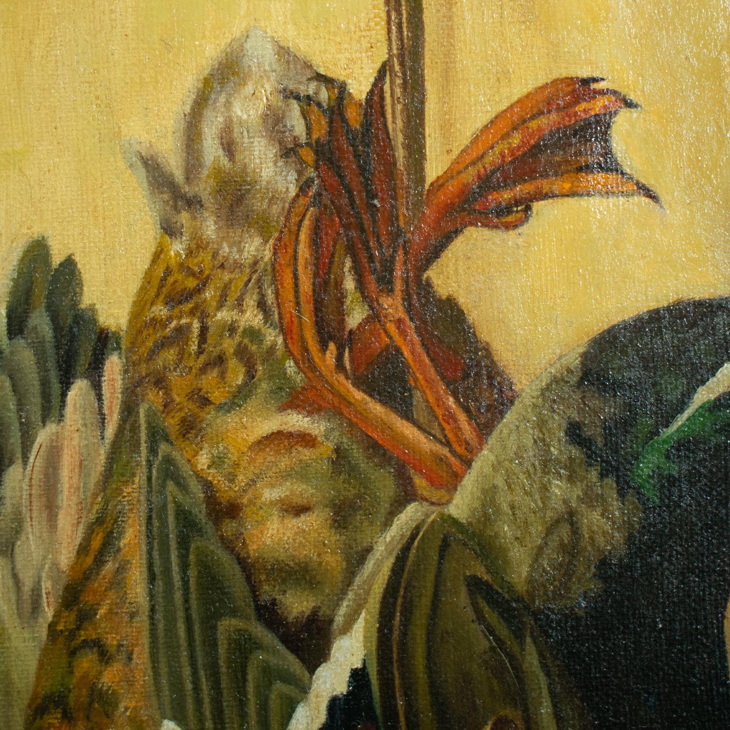 Paire de natures mortes à l'huile sur toile, en trompe l'Oeil, encadrées et signées. Circa 1900.

Le sujet est le produit d'une chasse - faisans, perdrix, lièvres et canards représentés artistiquement en trompe-l'Oeil.

Taille de la toile : 30cm x
