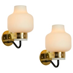 Pair of Stilnovo '2030' Brass and Glass Sconces with Yellow Label, circa 1965
