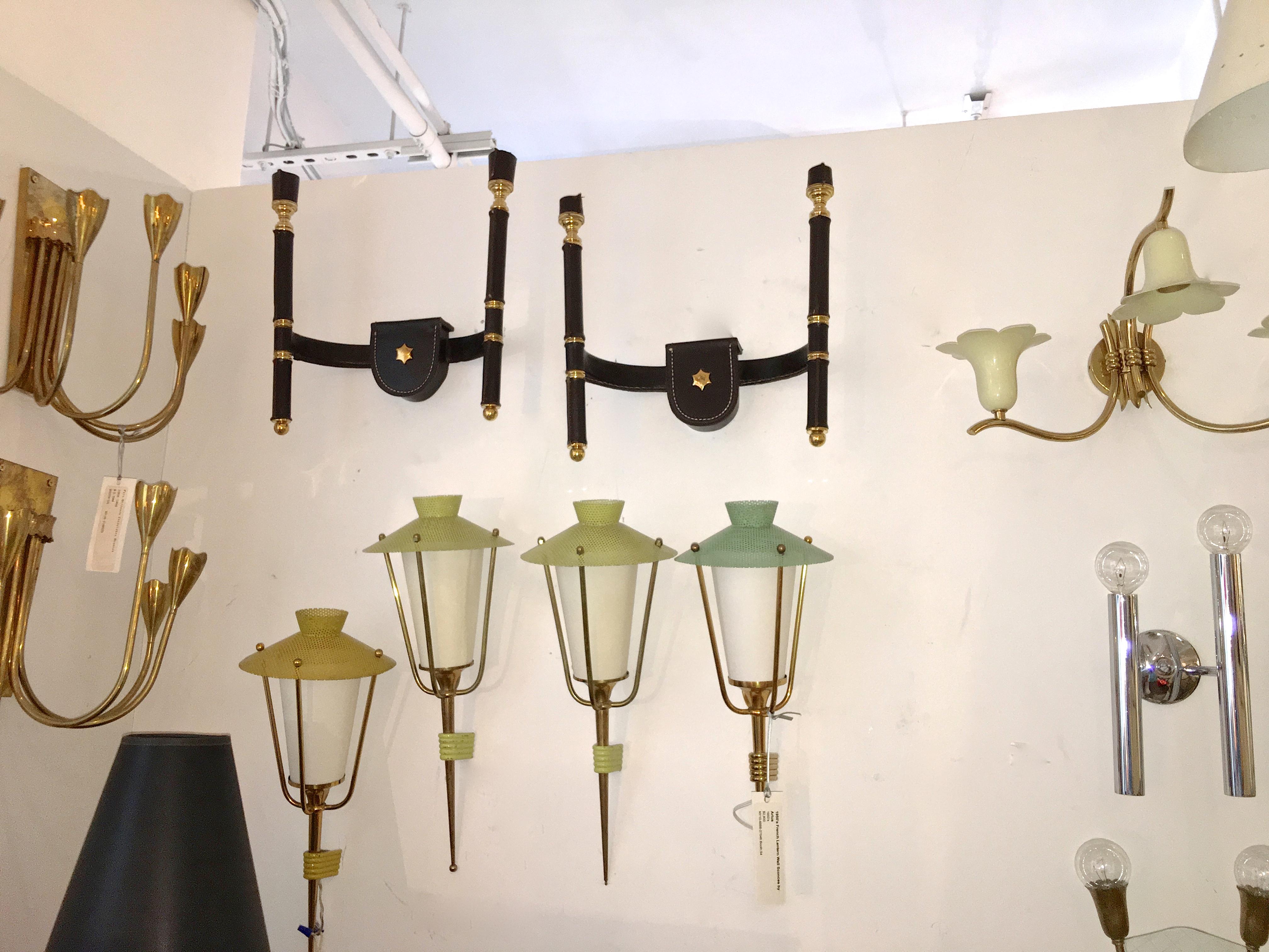 Pair of 1950's Italian Brass 5 Arm Candelabra Sconces For Sale 13