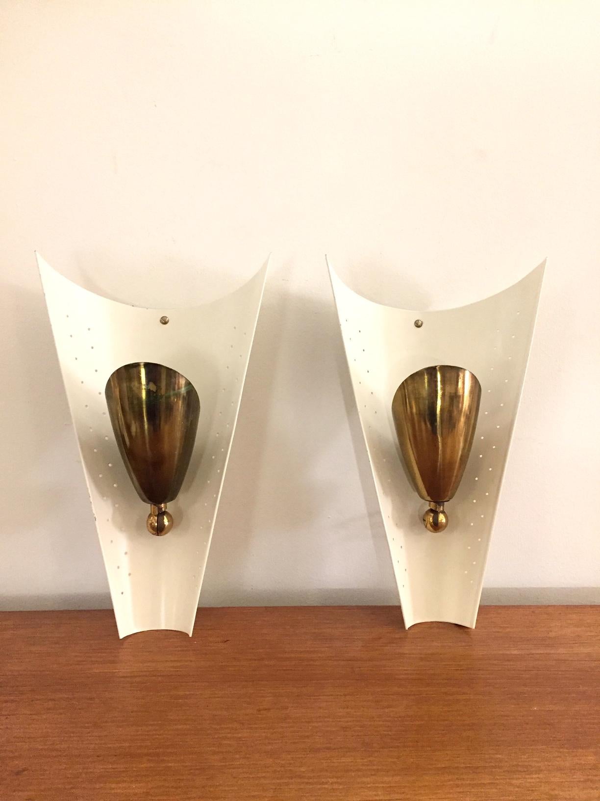 Pair of Stilnovo Brass Sconces 1