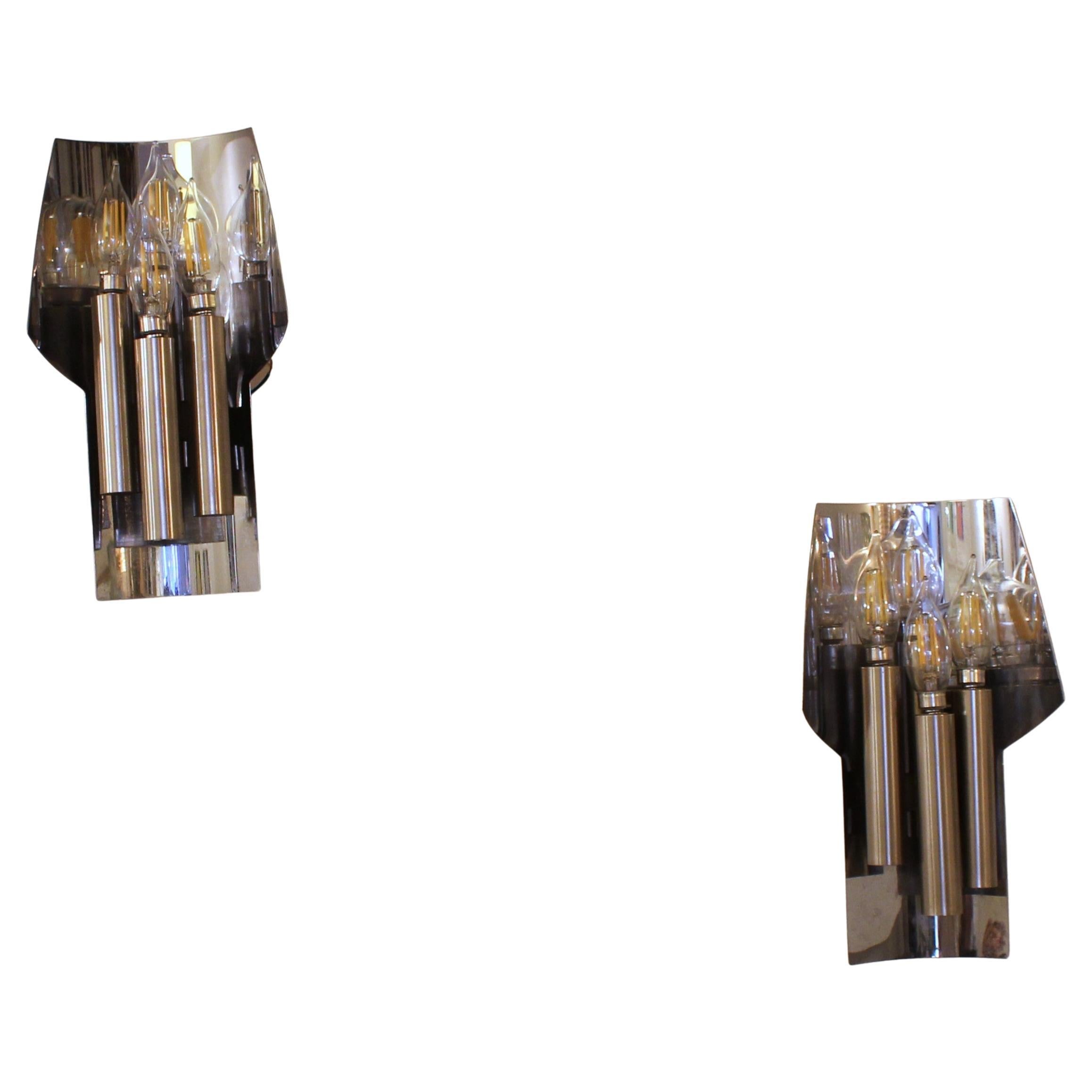 Paire d'appliques chromées Stilnovo