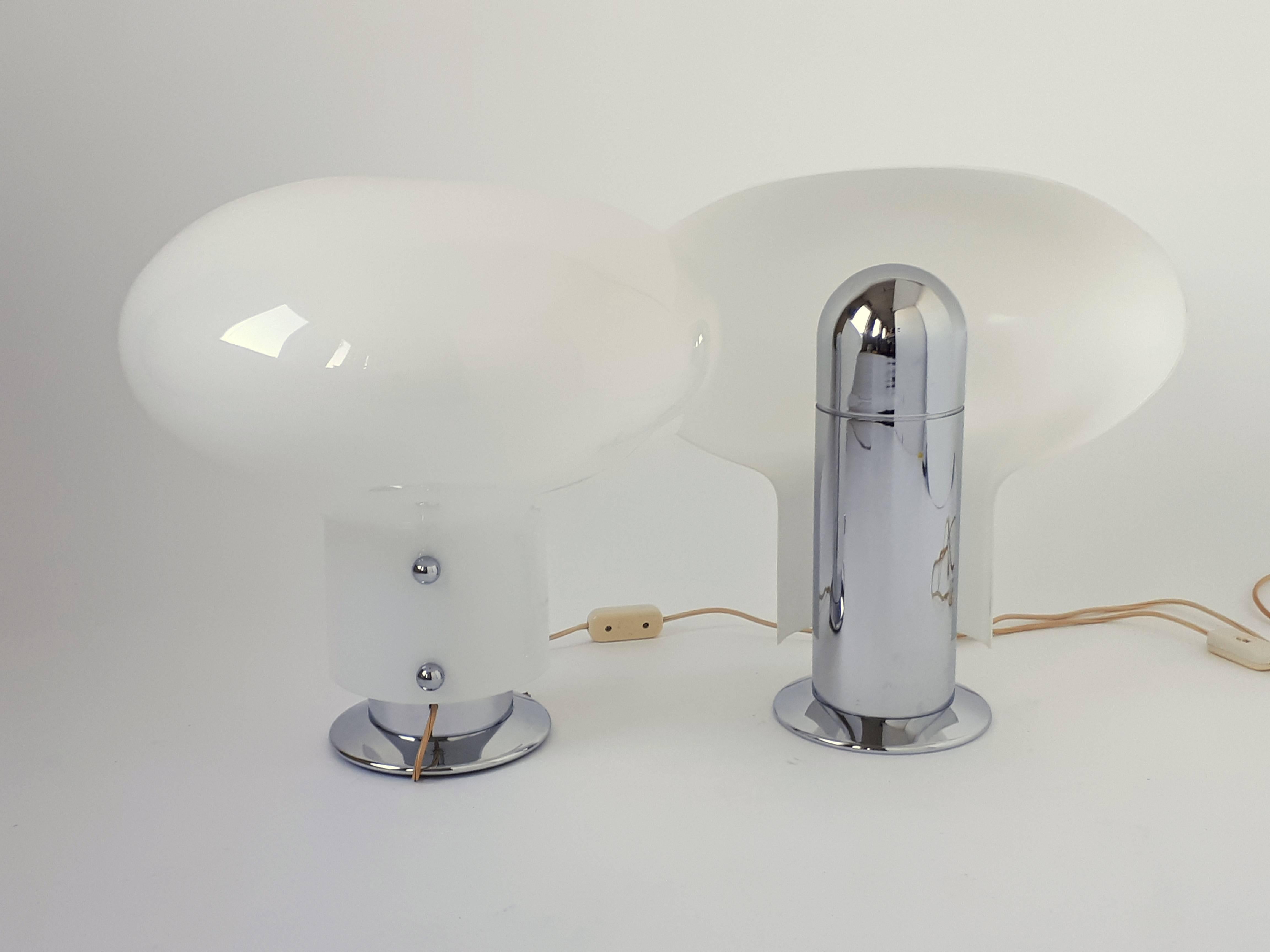 Chrome Pair of Stilnovo 'Leuke' Table Lamps, 1970s, Italia