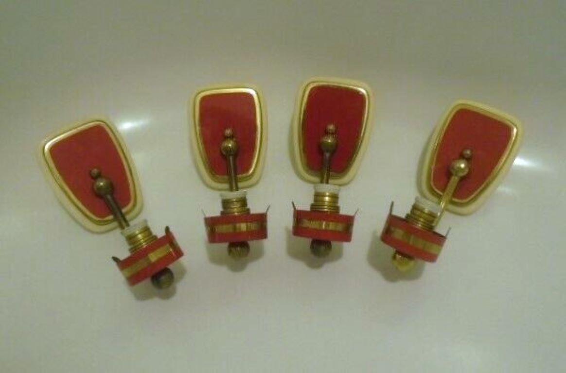 Pair of Stilnovo Style Glass and Brass Wall Sconces, 1960s - Two Pairs Available For Sale 6