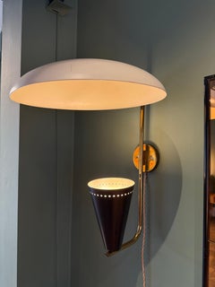Pair of Stilnovo Wall Lights, Italy, circa 1955, Brass and Painted Metal