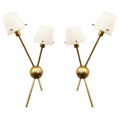 Pair of Stilnovo Wall Lights with Glass Shades