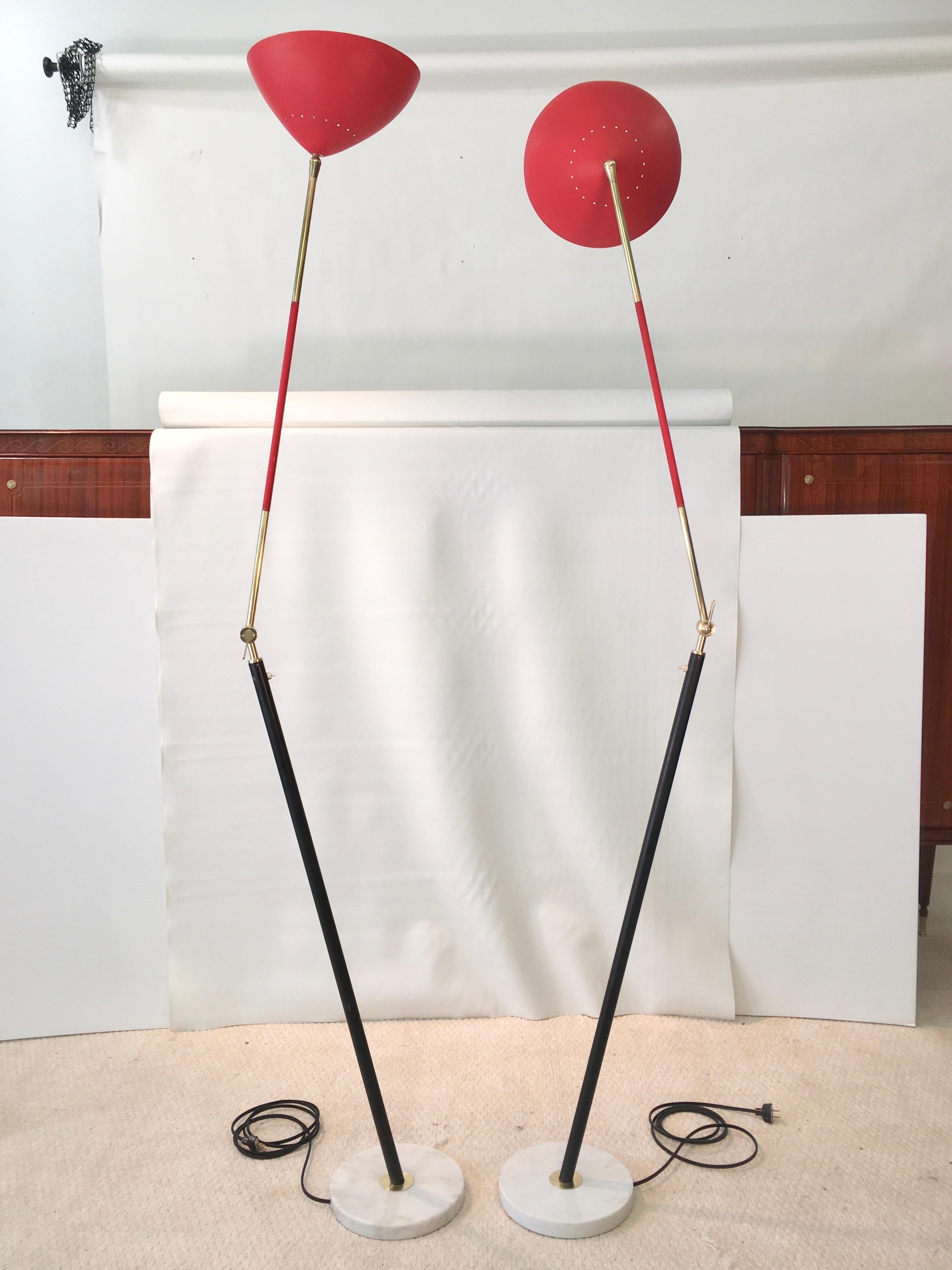 Mid-Century Modern Pair of Stilux Articulating Floor Lamps For Sale