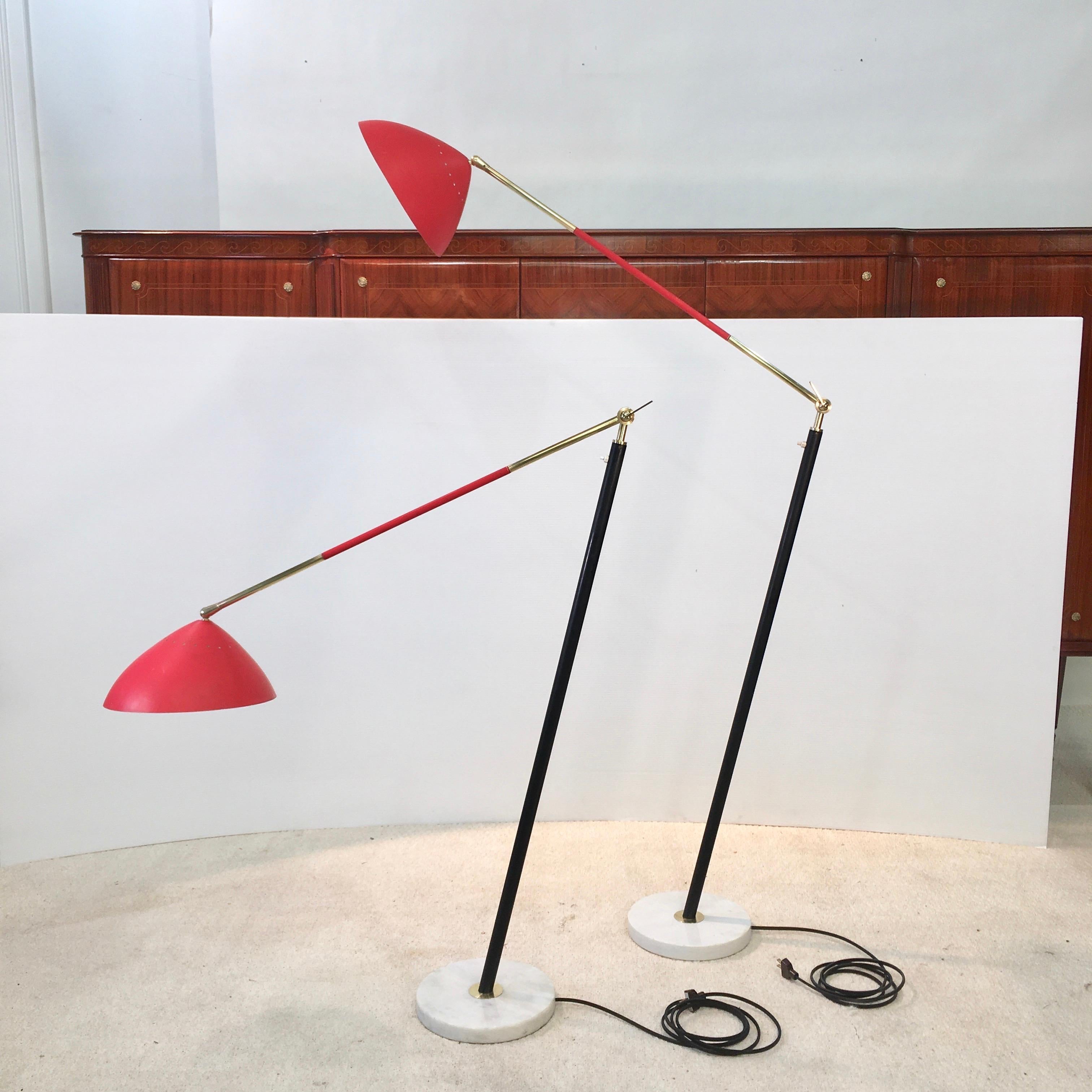 Italian Pair of Stilux Articulating Floor Lamps For Sale