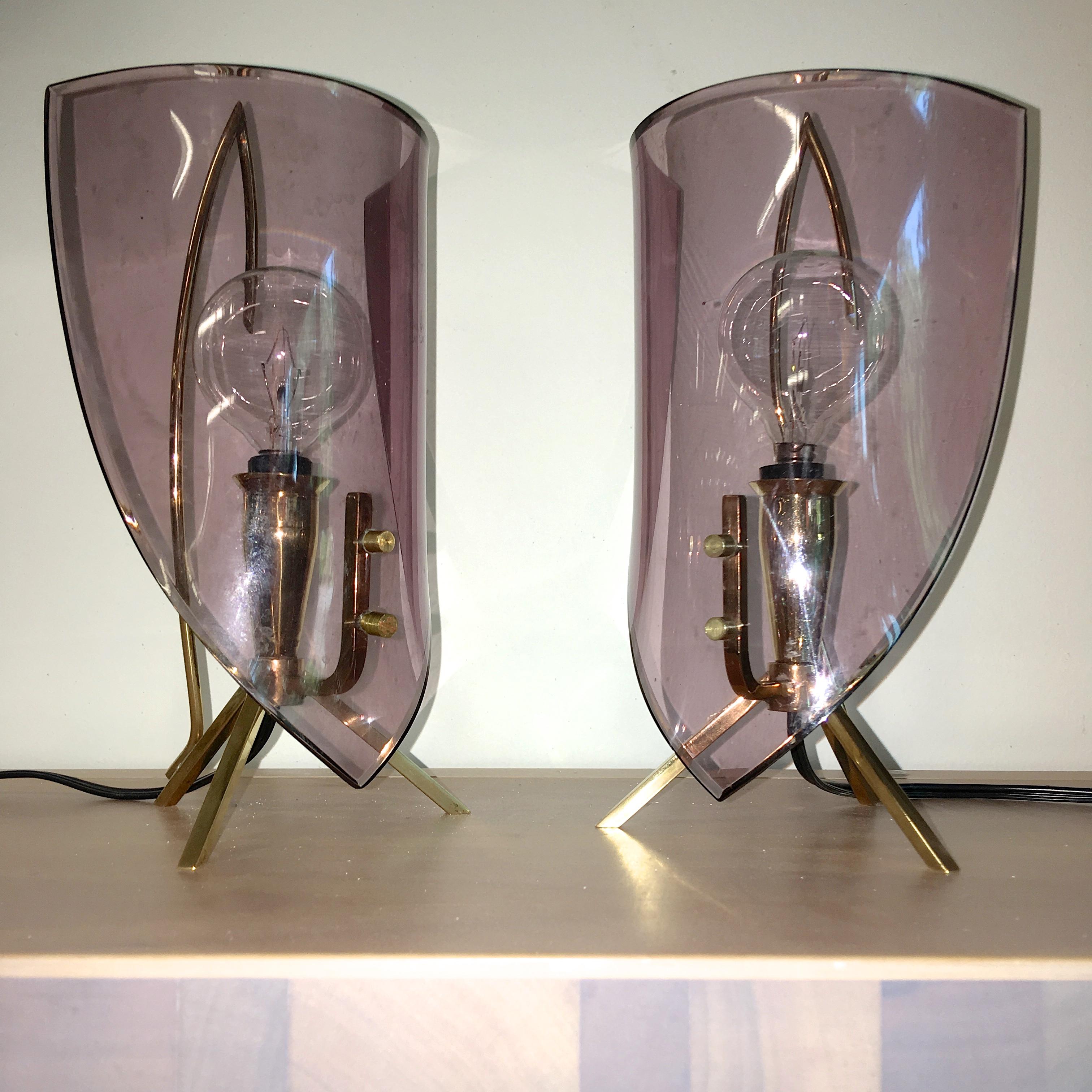 Italian Pair of Stilux Milano Boudoir Lamps For Sale