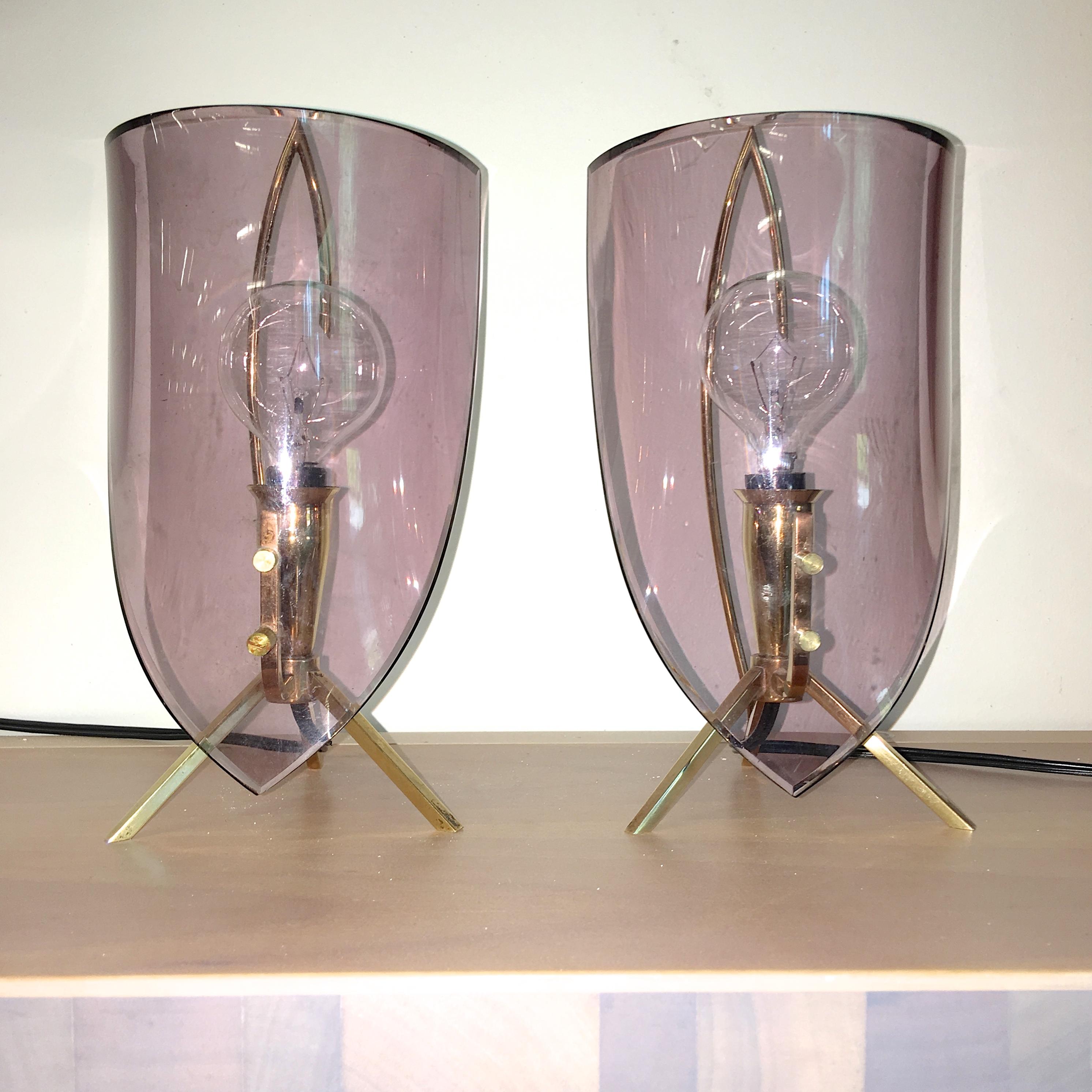 Pair of Stilux Milano Boudoir Lamps In Excellent Condition For Sale In Hanover, MA