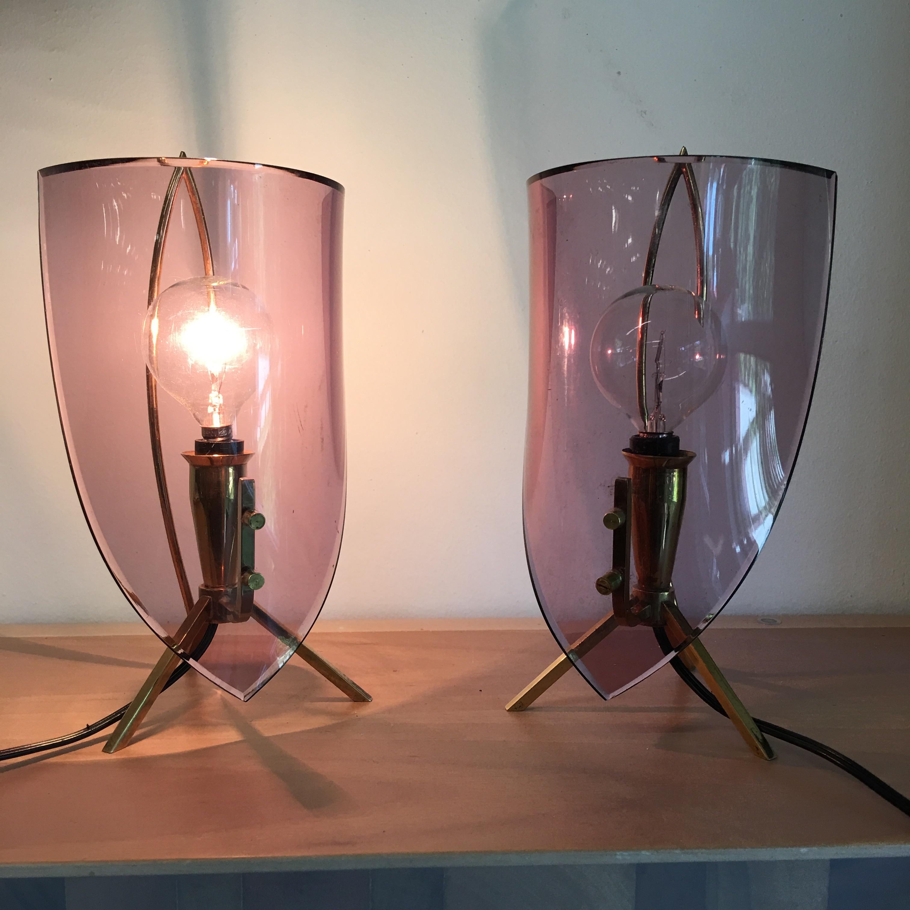 Mid-20th Century Pair of Stilux Milano Boudoir Lamps For Sale