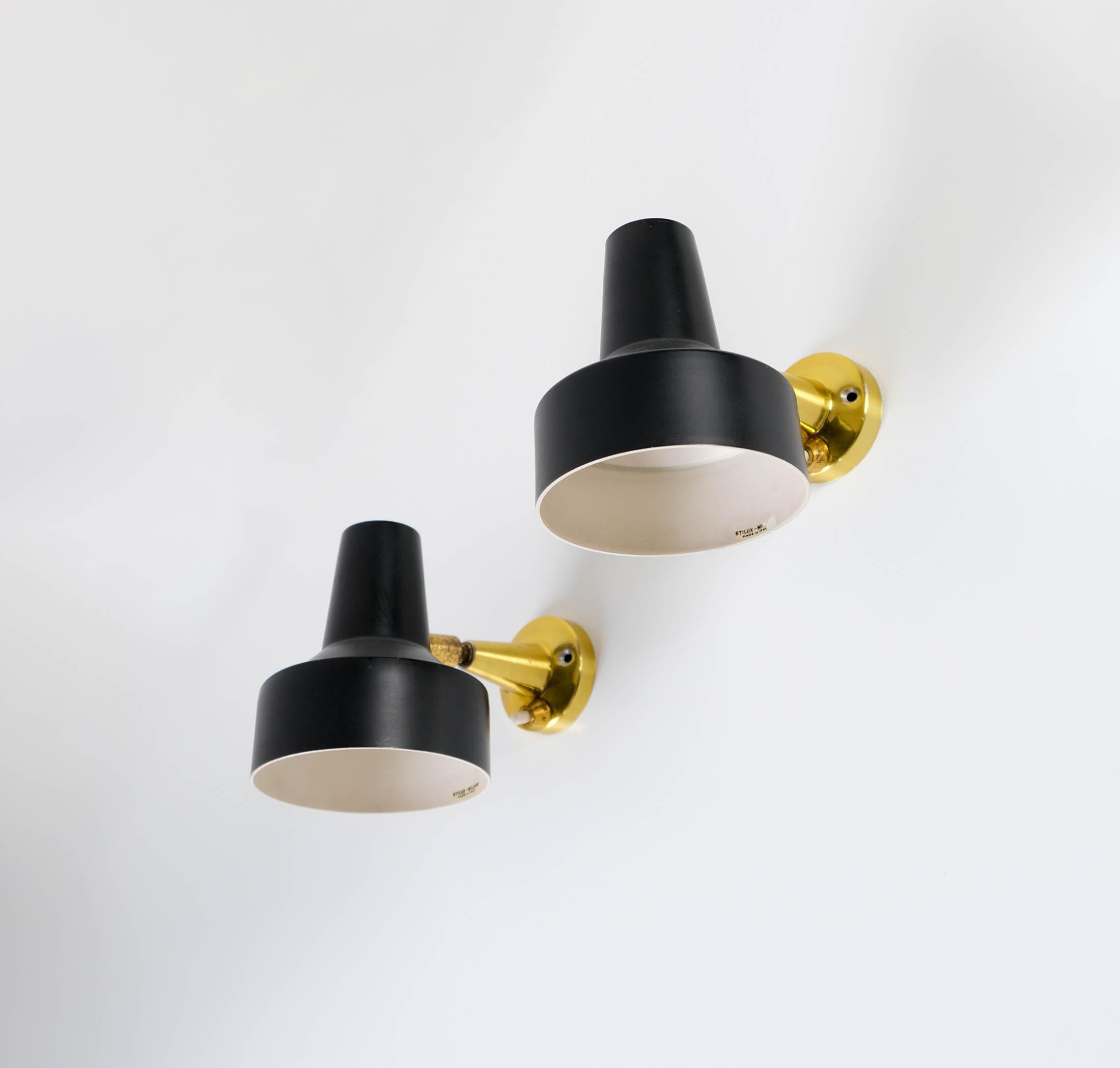 20th Century Pair of Stilux Milano Mid-Century Modernist Articulated Wall Lights, Italy 1950s For Sale