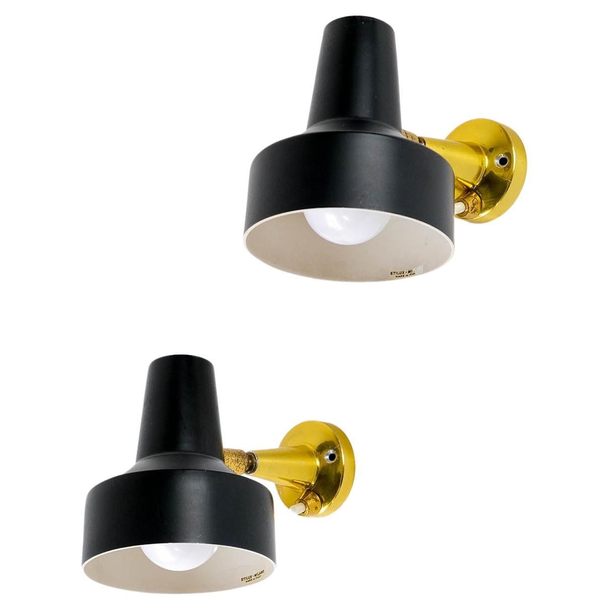 Pair of Stilux Milano Mid-Century Modernist Articulated Wall Lights, Italy 1950s For Sale