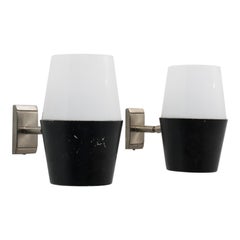 Pair of Stilux Perspex and Black Metal Articulating Sconces by Stilux 1960s