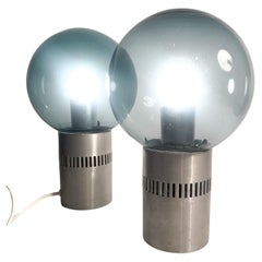 Pair of Stilux Table Lamps in Steel and Glass from the 1960s