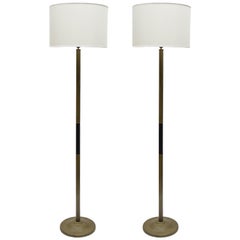 Stitched Leather Floor lamps by Jacques Adnet