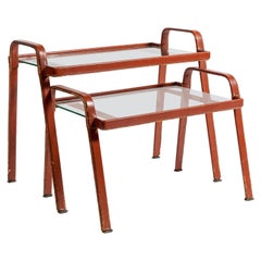 Pair of Stitched Side Tables by Jacques Adnet