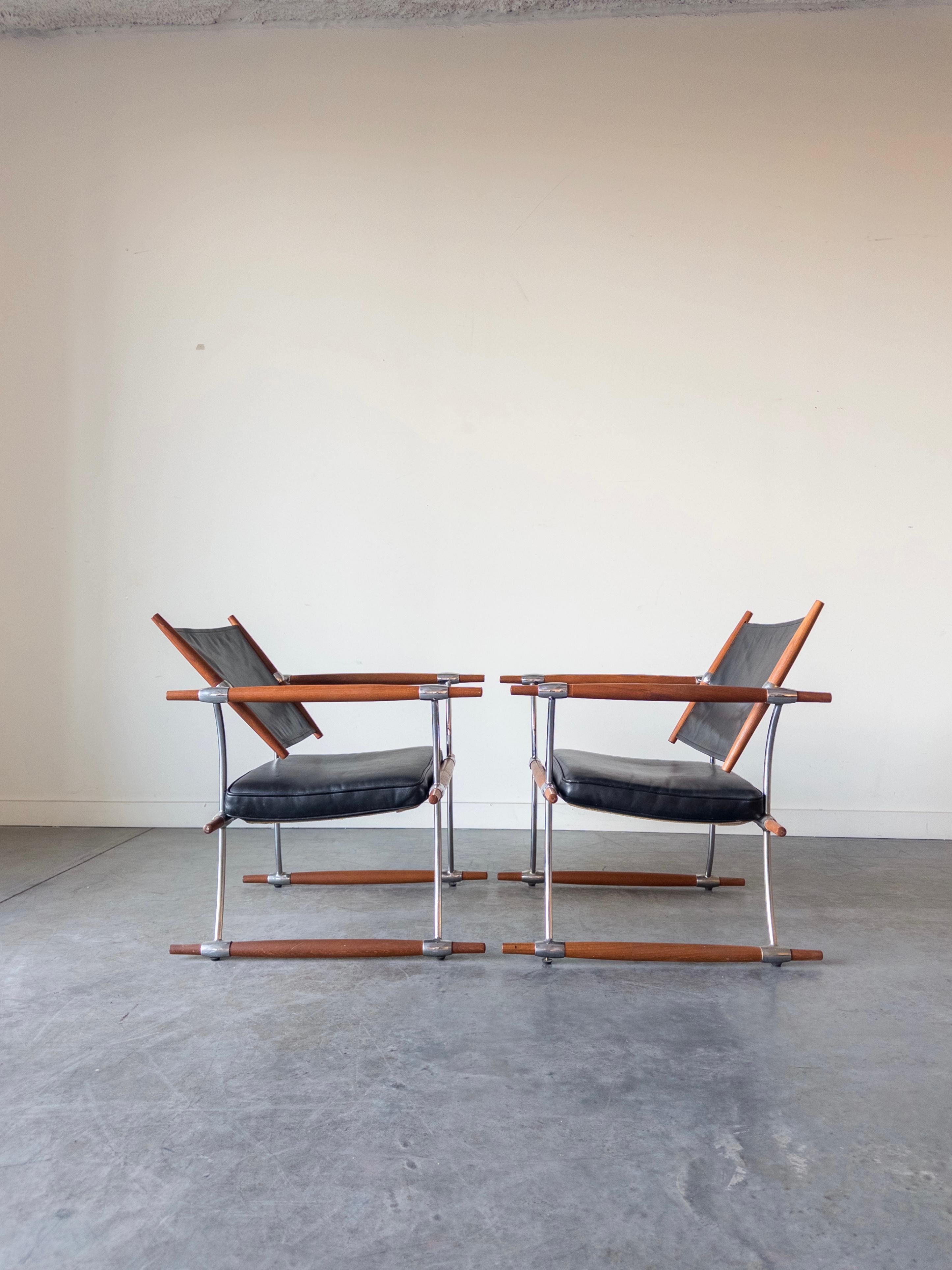 Pair of Stokke Lounge Chairs by Jens H. Quistgaard for Nissen Langaa, 1960s en Bueno estado para la venta en New York, NY