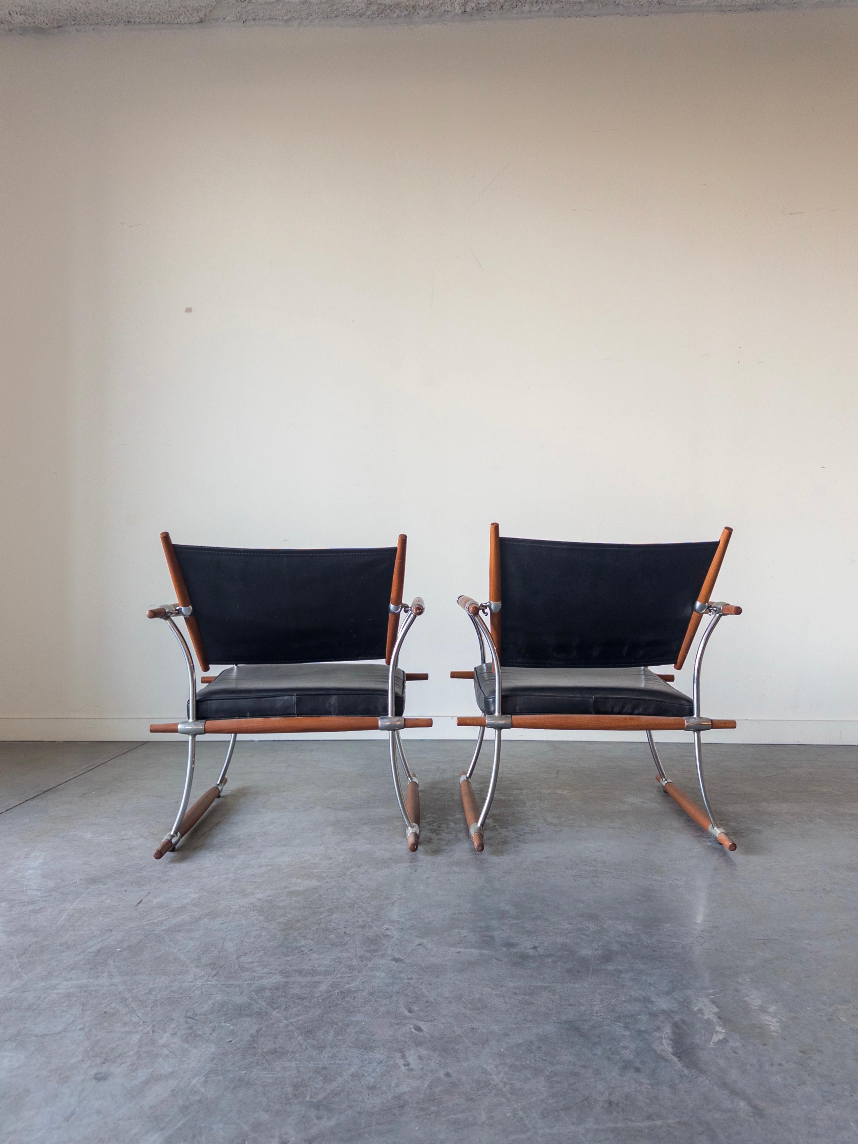 Pair of Stokke Lounge Chairs by Jens H. Quistgaard for Nissen Langaa, 1960s mediados del siglo XX en venta