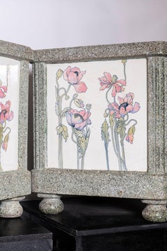 Pair of Stone and Enameled Ceramic Planters, France, Early 20th Century