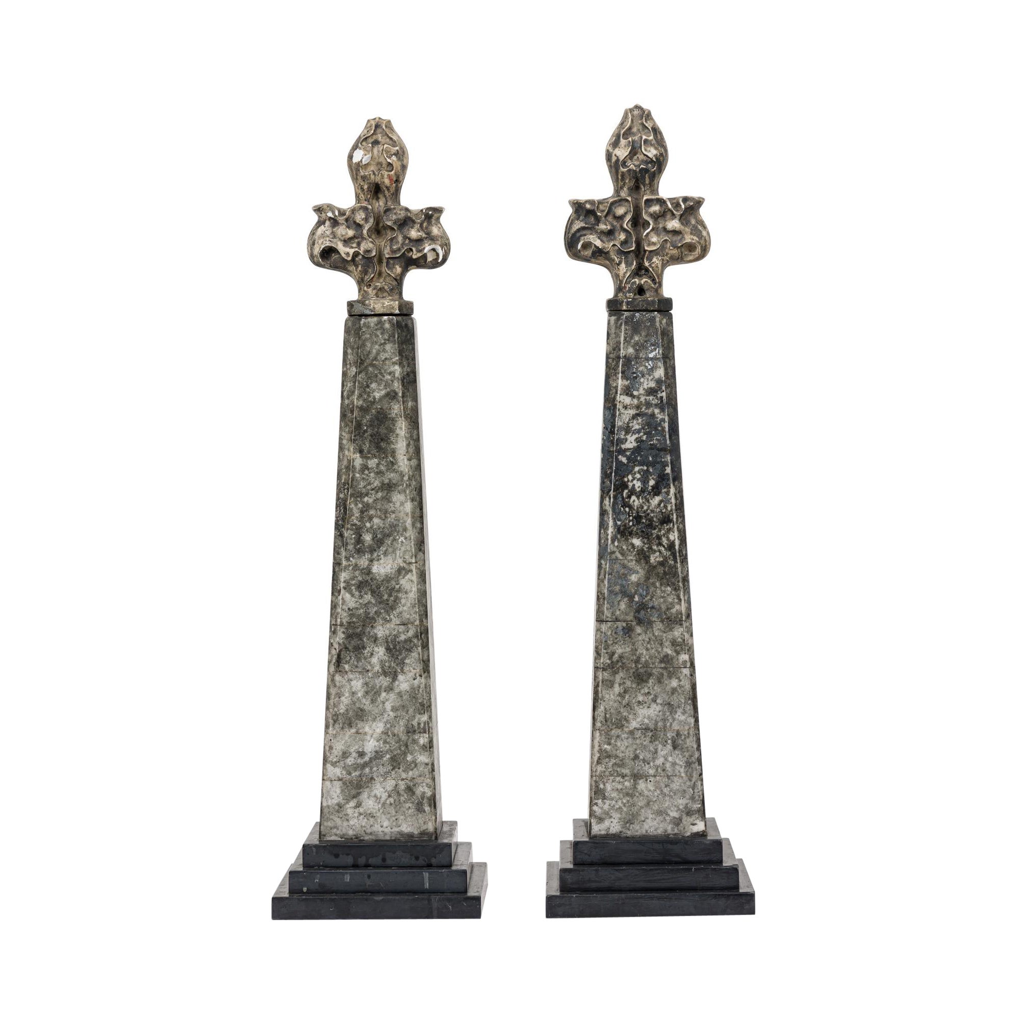 Pair of Stone and Obelisk Architectural Elements For Sale