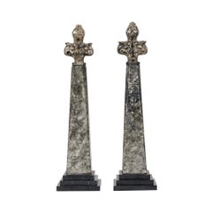 Pair of Stone and Obelisk Architectural Elements