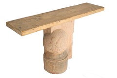Pair of Stone and Wood Consoles