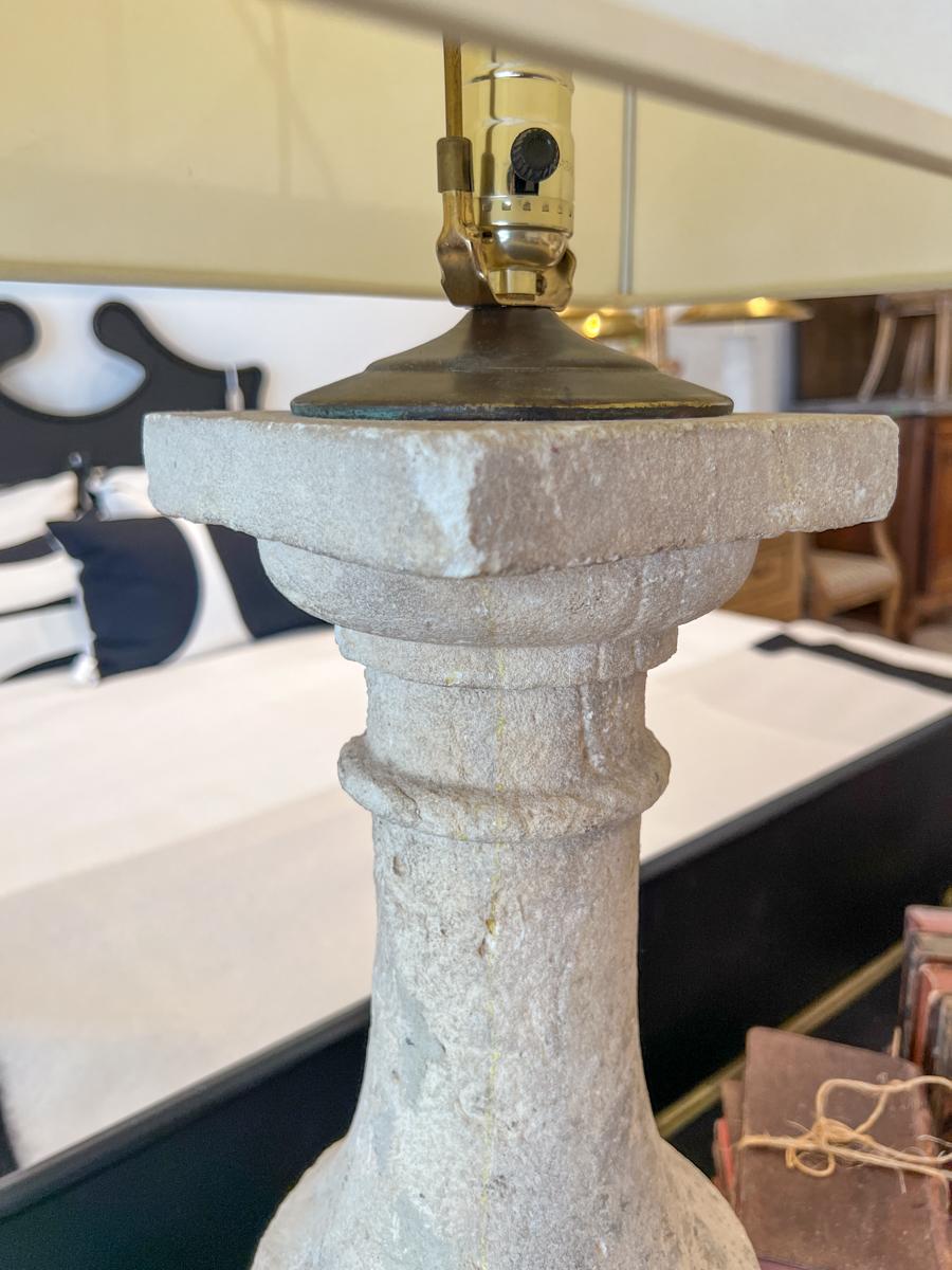 Pair of Stone Balustrade Lamps In Fair Condition For Sale In New Orleans, LA