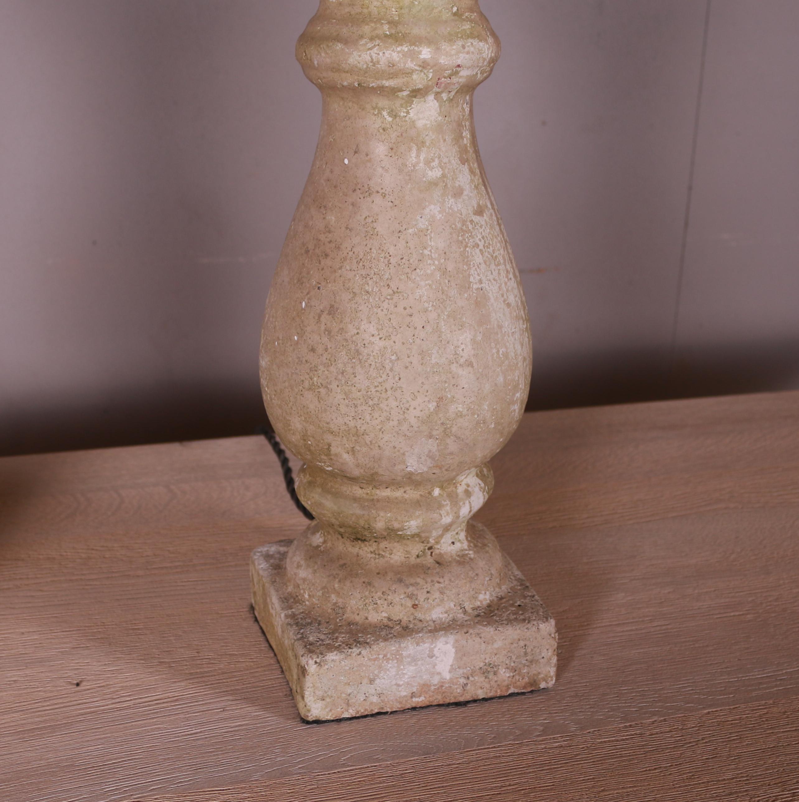 Contemporary Pair of Stone Balustrade Table Lamps For Sale