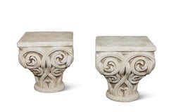 Pair of Stone Capital Tables by Kreiss, 1980's