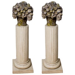 Pair of Stone Carvings on Columns