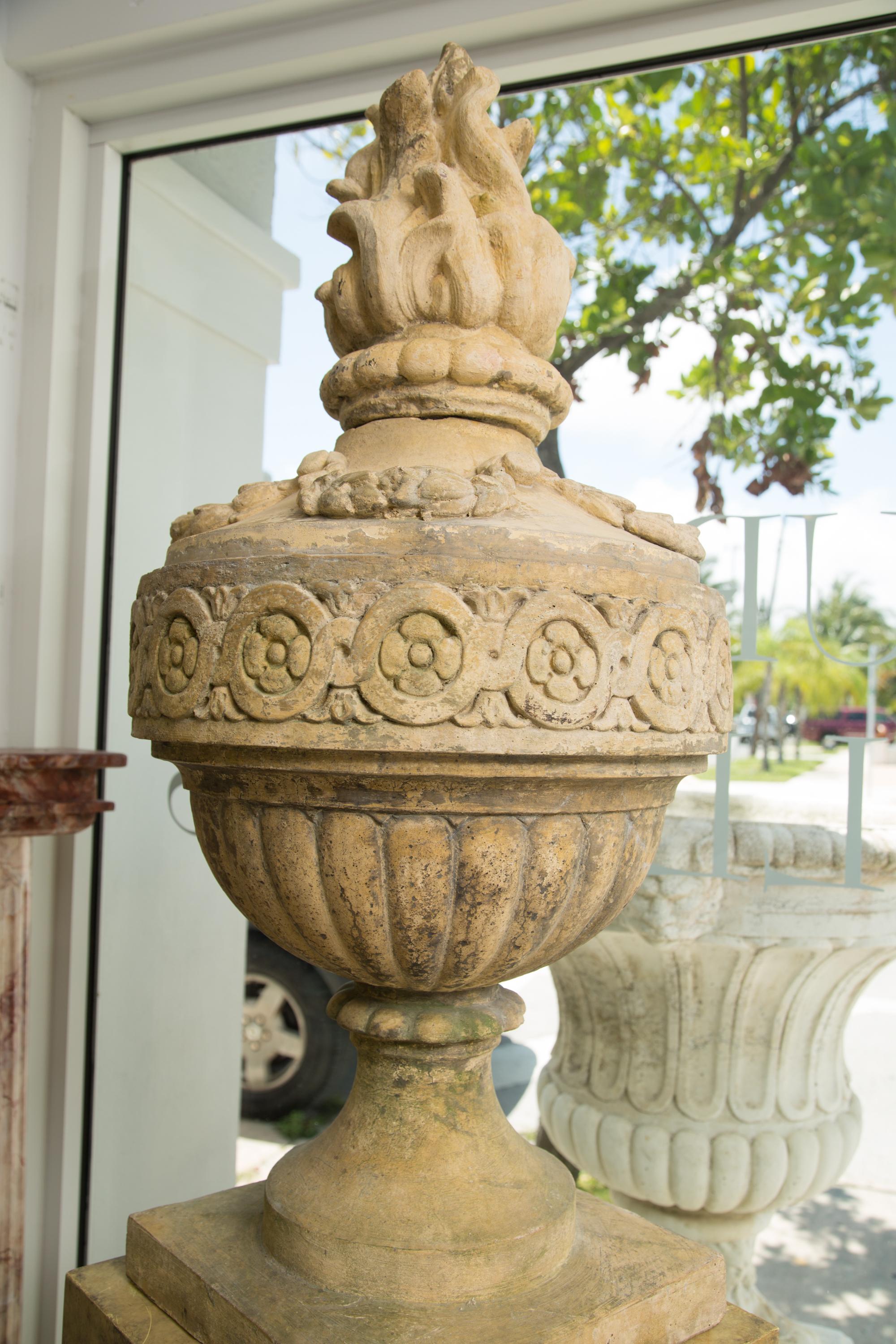 faux stone urns