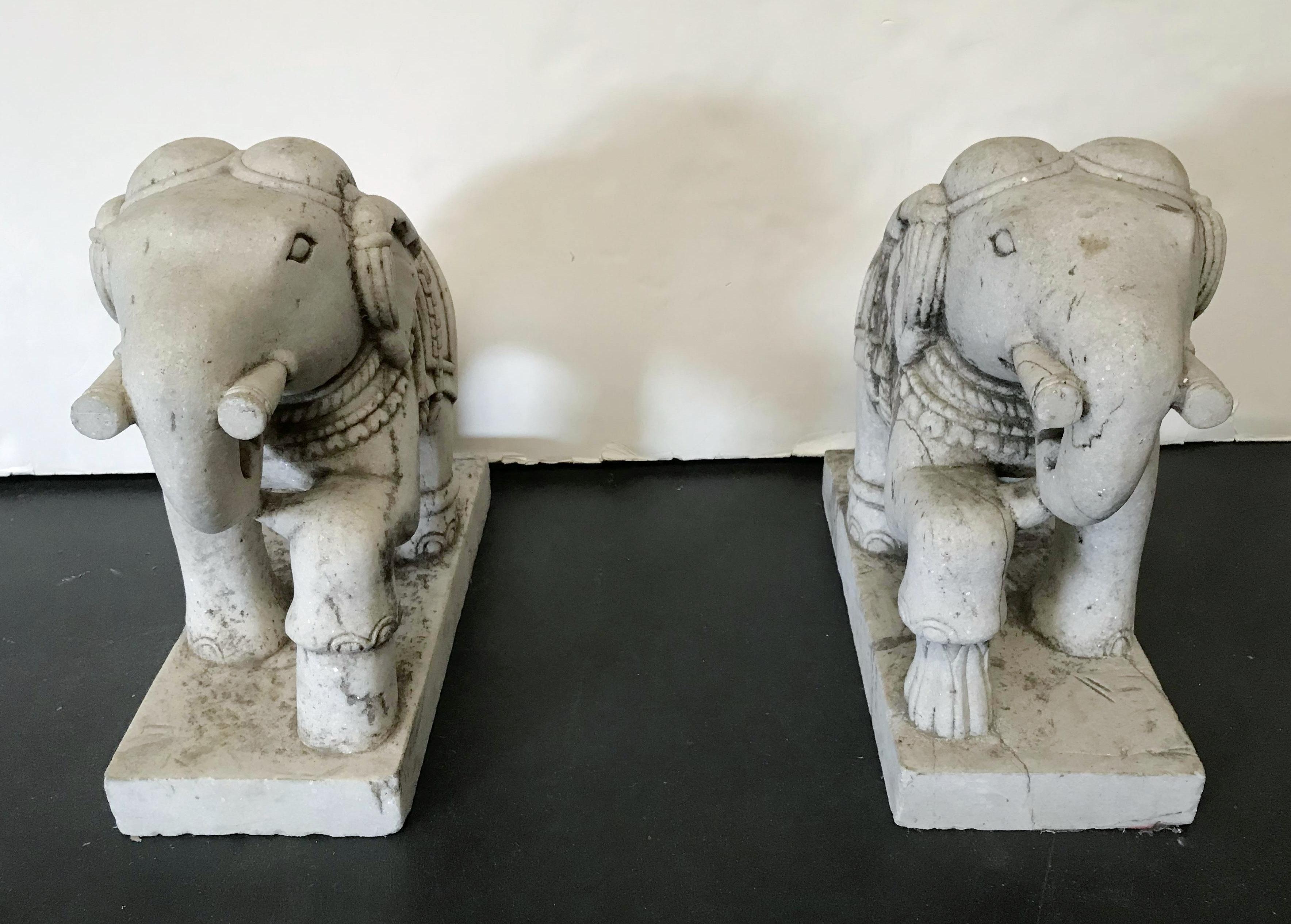 Pair of hand carved stone elephants, made in Italy, circa 1930s
Measures: height 17 inches, width 8 inches, depth 17 inches
Pair in stock in Los Angeles
Order reference #: FABIOLTD F196