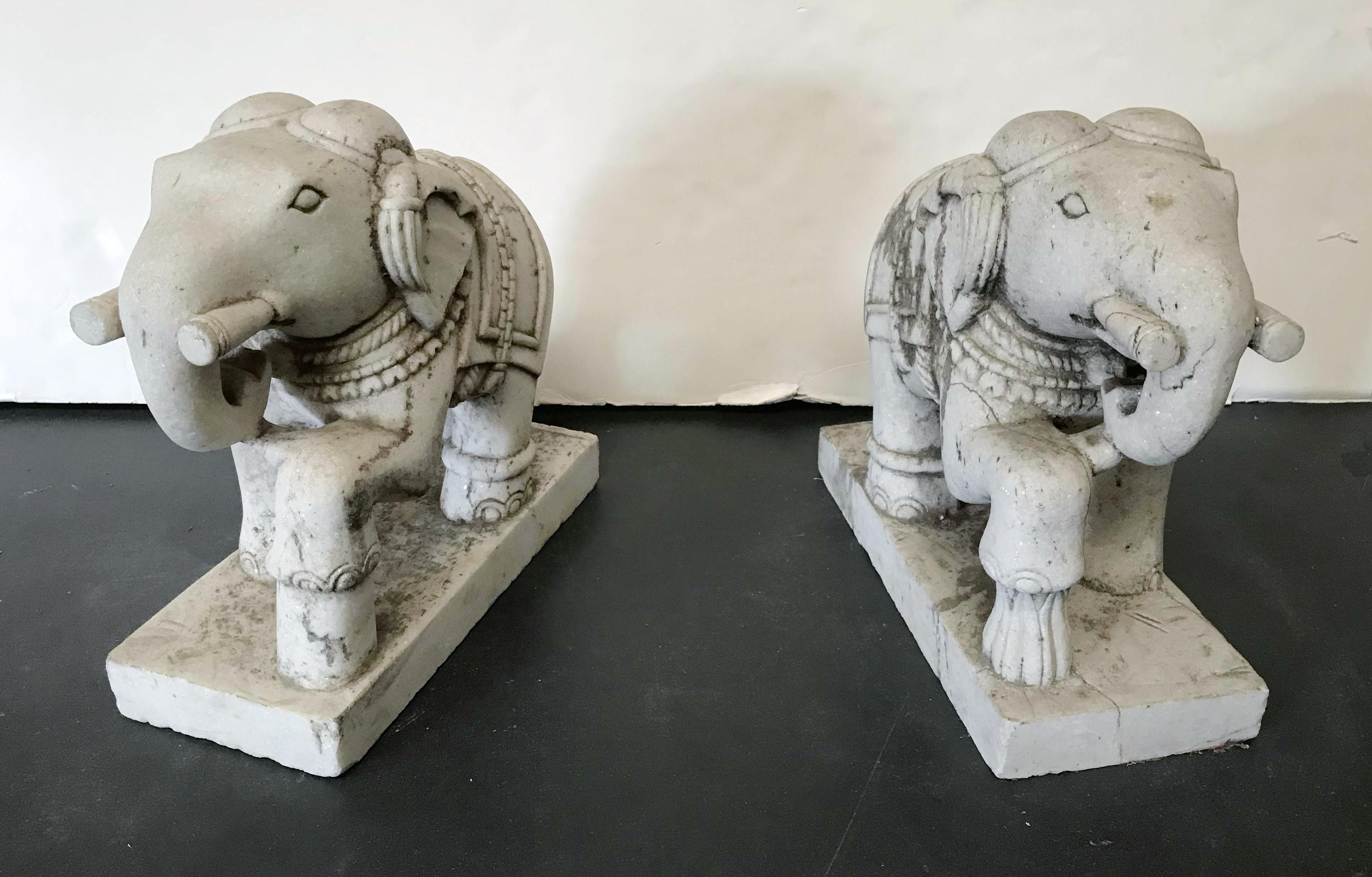 Italian Pair of Stone Elephants For Sale